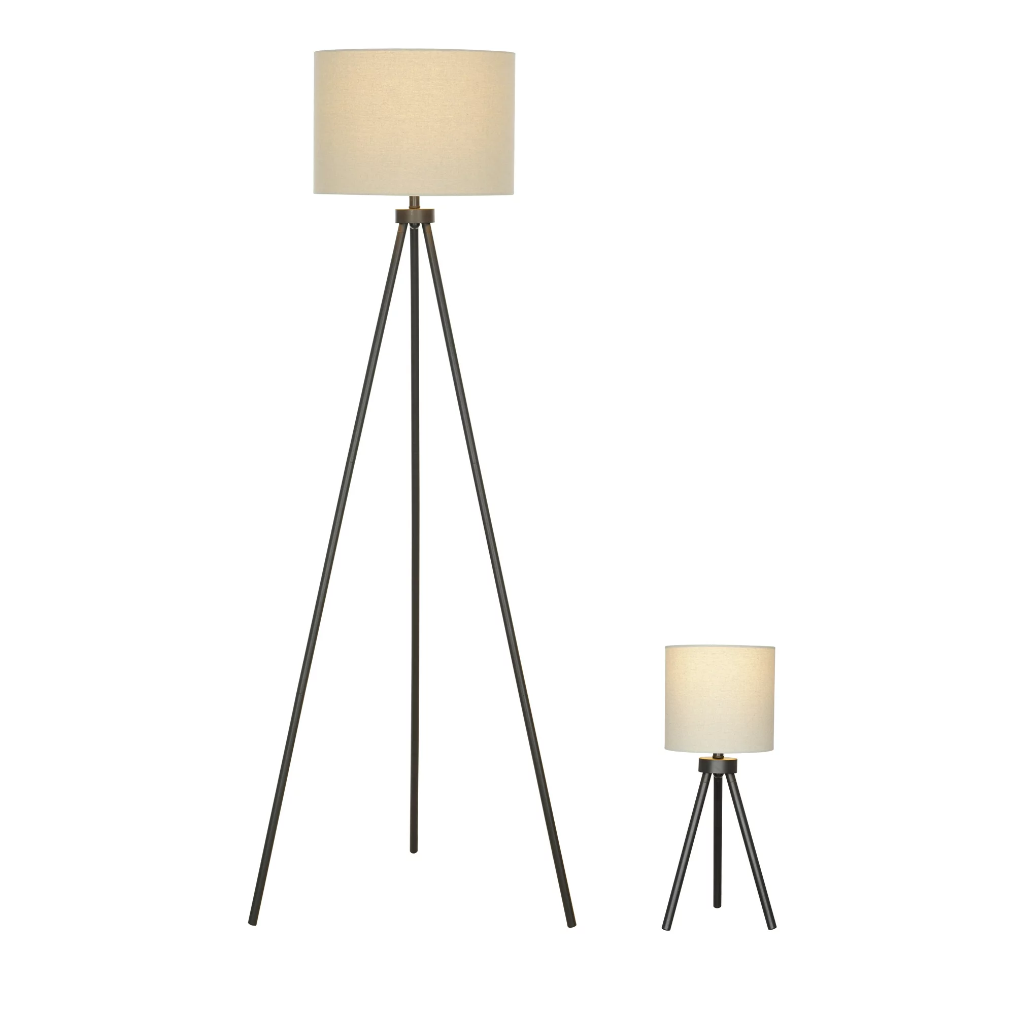 Better Homes & Gardens Modern Tripod Table & Floor Lamp Set. Black