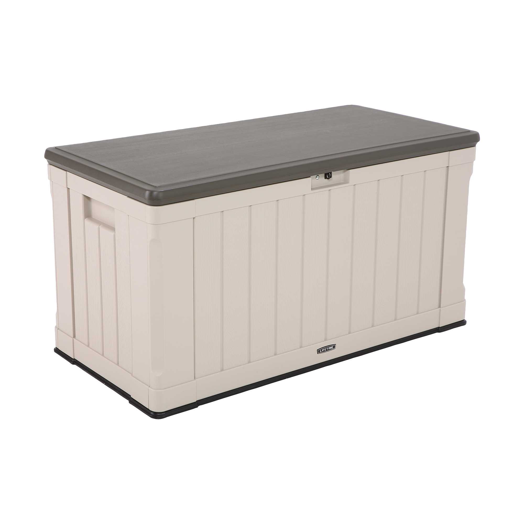 Lifetime Heavy-Duty 116 Gallon Plastic Deck Box. Desert Sand