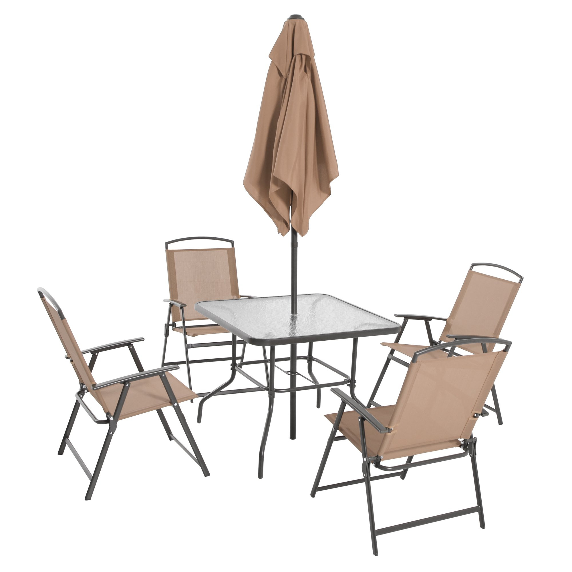 Mainstays Albany Lane 6 Pieces Outdoor Patio Dining Set. Tan