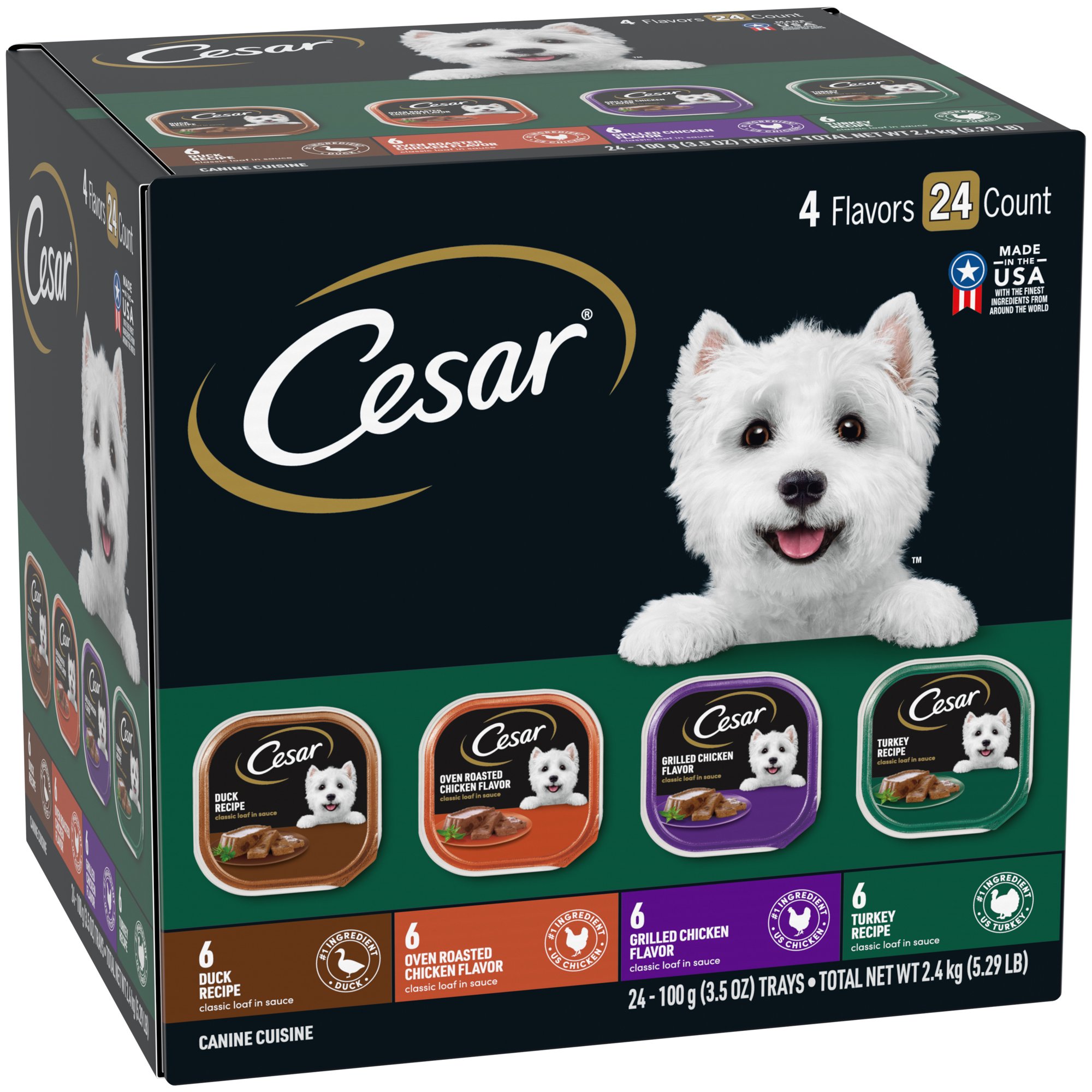 Cesar Soft Wet Dog Food Classic Loaf. 3.5 Oz. Easy Peel Trays. 24 Pack