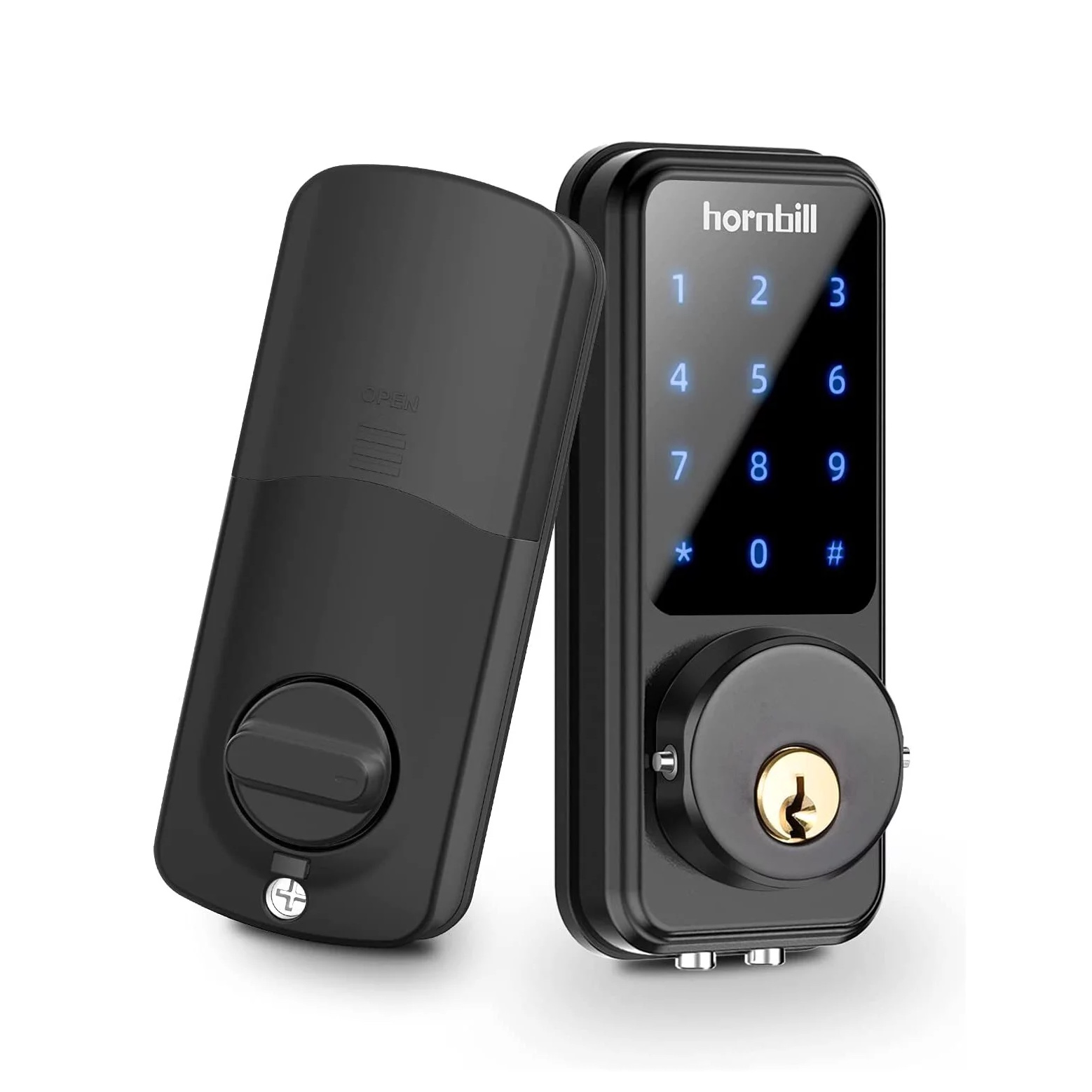 Hornbill Smart Deadbolt Keyless Entry Home with Keypad. Bluetooth Digital Door Lock Works with APP Control. Black