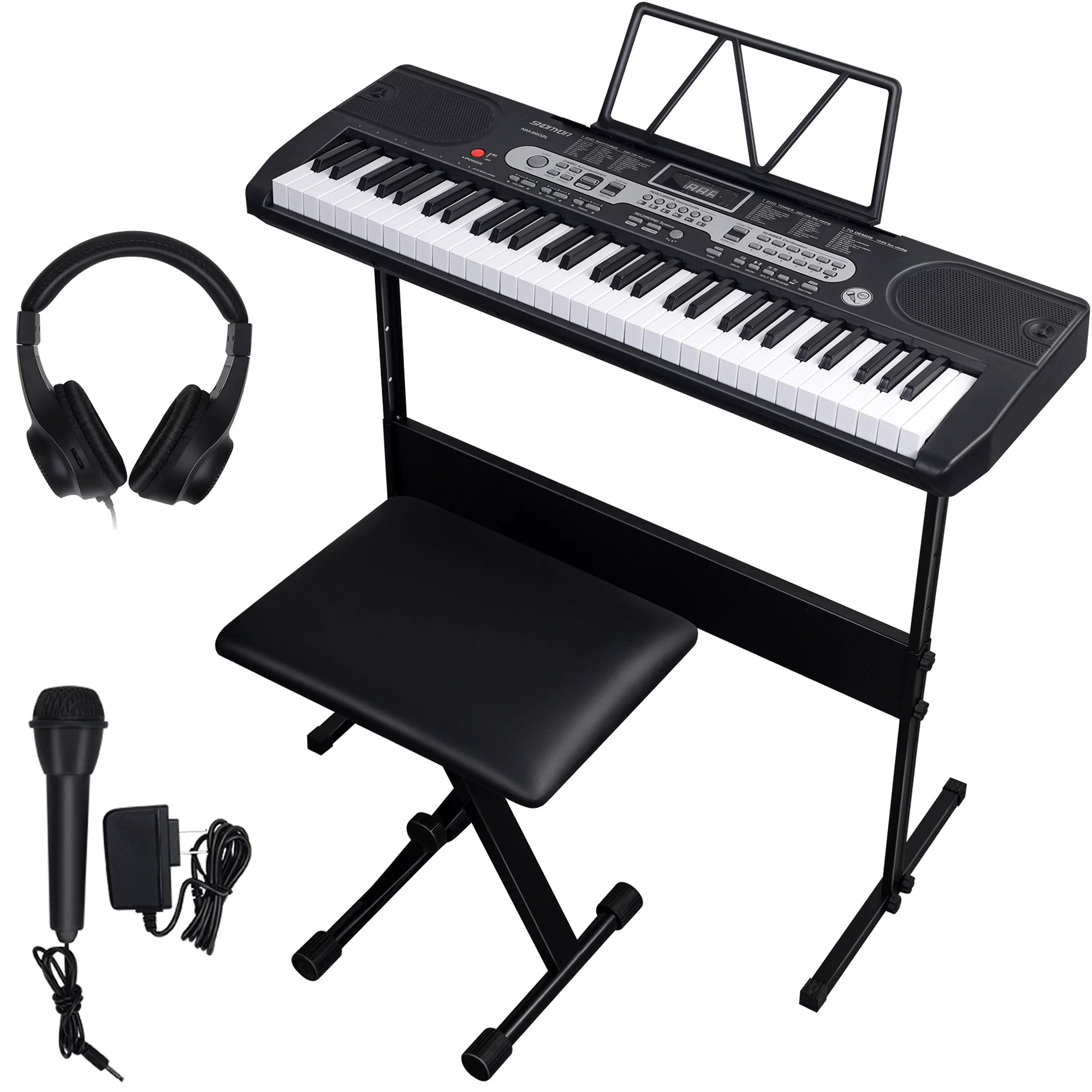 Skonyon 61 Key Digital Electronic Keyboard Piano Set For Beginners. Black