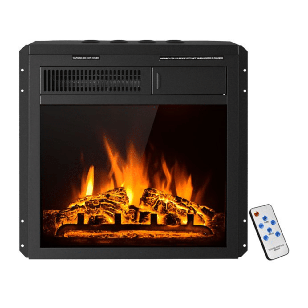 Costway 18” Electric Fireplace Insert Freestanding & Recessed Heater Log Flame Remote