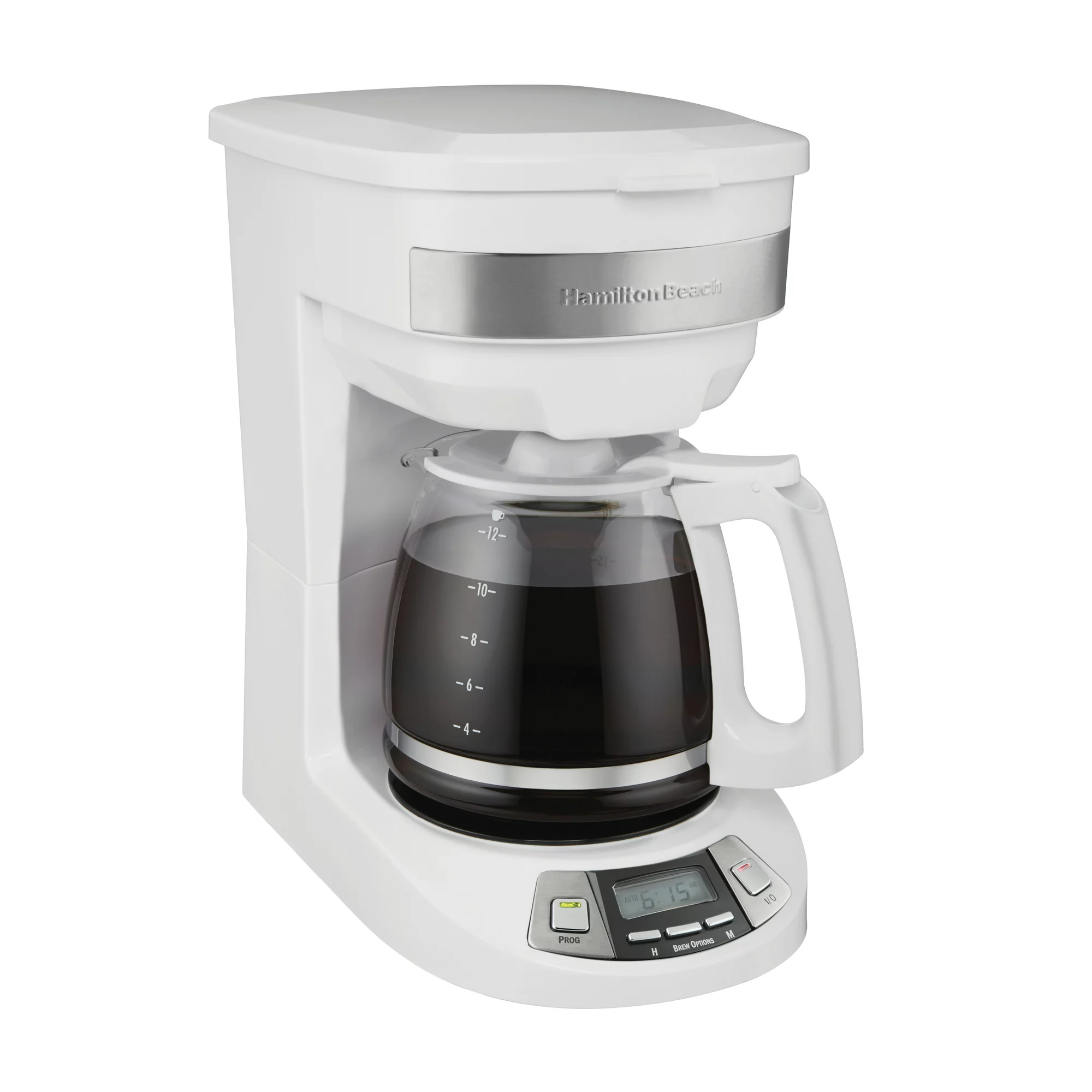 Hamilton Beach Programmable 12 Cup Coffee Maker. White. Stainless Accents. 46294