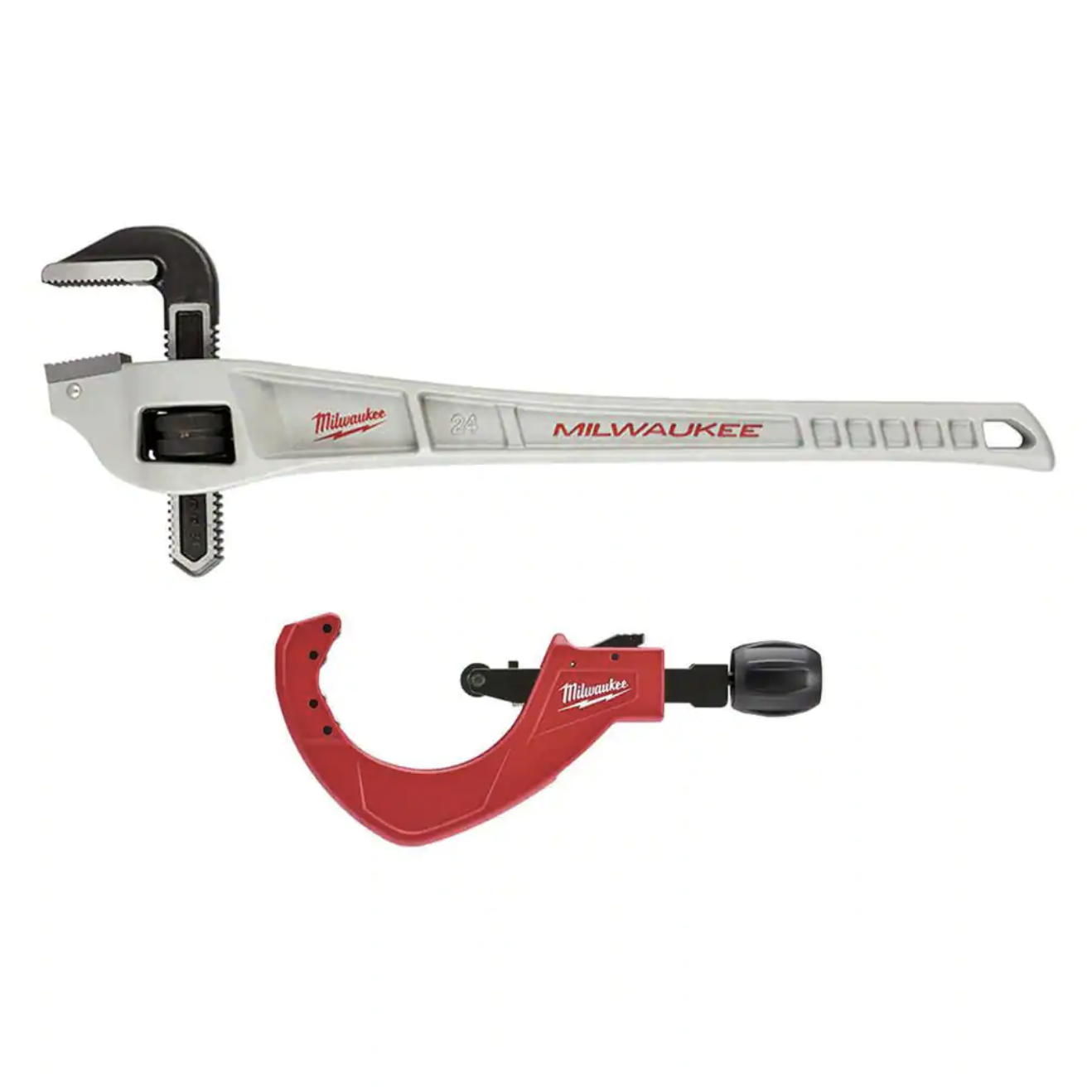 Milwaukee 24 in. Aluminum Offset Pipe Wrench with 3-1/2 in. Quick Adjust Copper Tubing Cutter (2-PC)