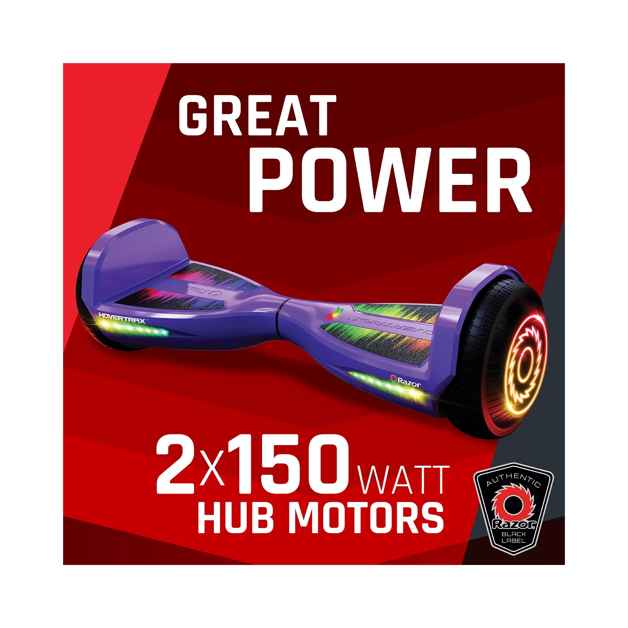 Razor Black Label Hovertrax Hoverboard. Customizable Color Grip Tape & LED Lights. Purple