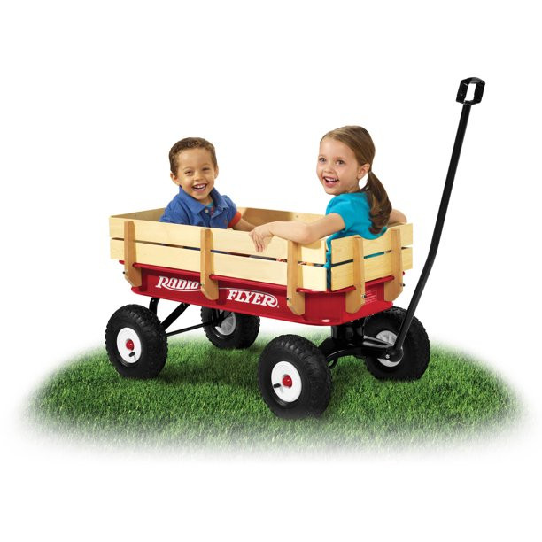 Radio Flyer. 36-Inch All-Terrain Steel & Wood Wagon. Air Tires. Red