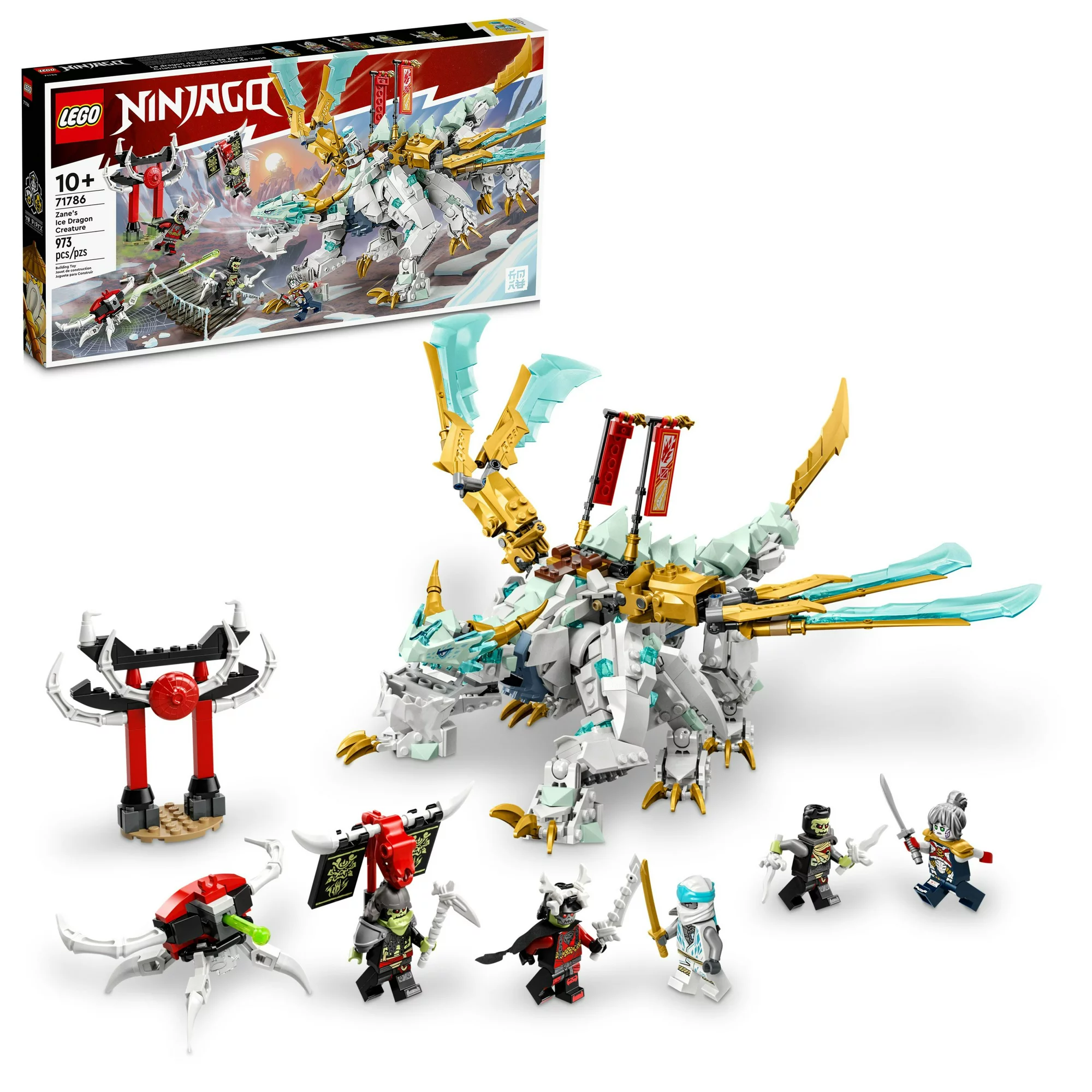 Lego Ninjago Zane's Ice Dragon Creature 71786 Building Toy Set (973 Pieces)
