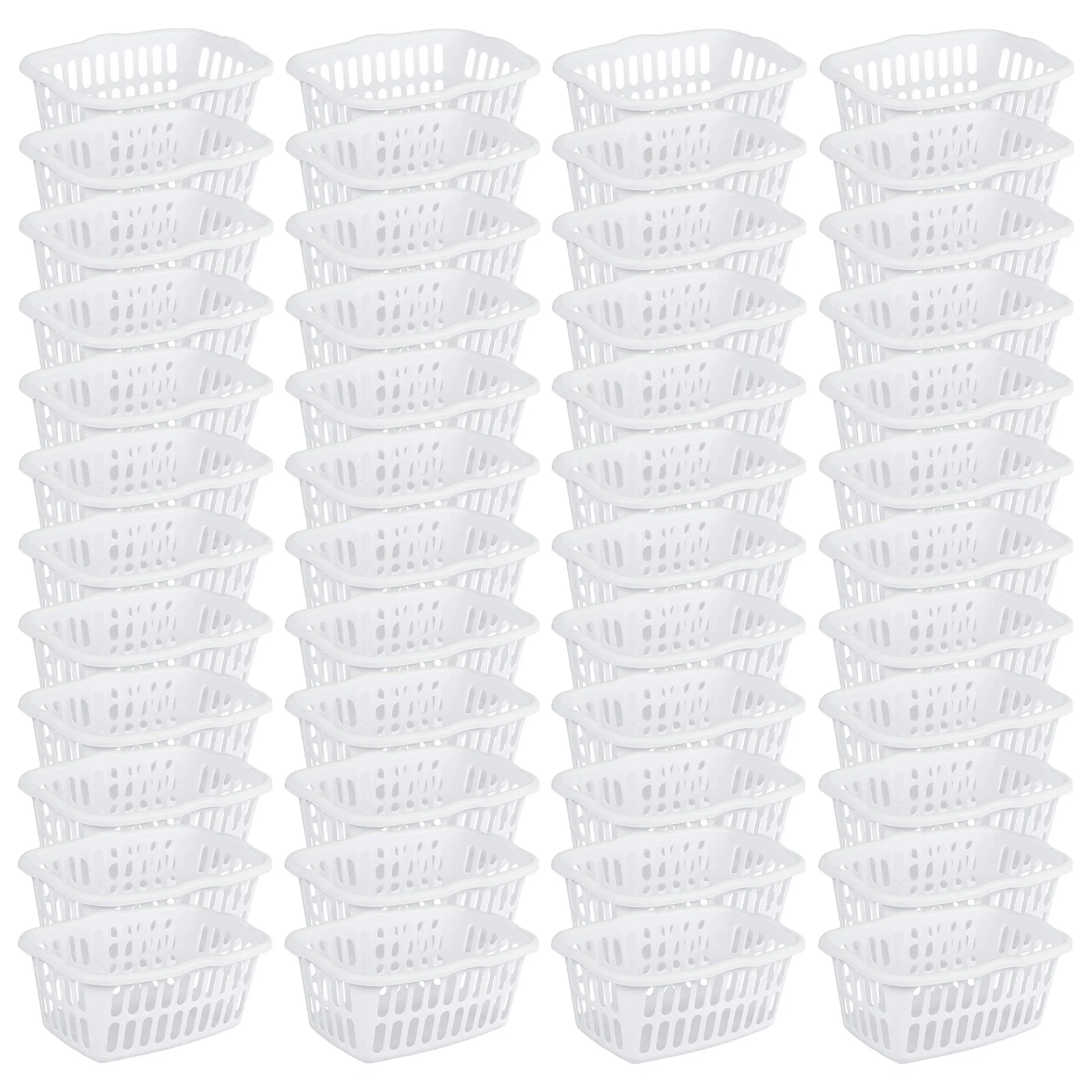 Sterilite 1.5 Bushel Plastic Stackable Clothes Laundry Basket. White (48 Pack)
