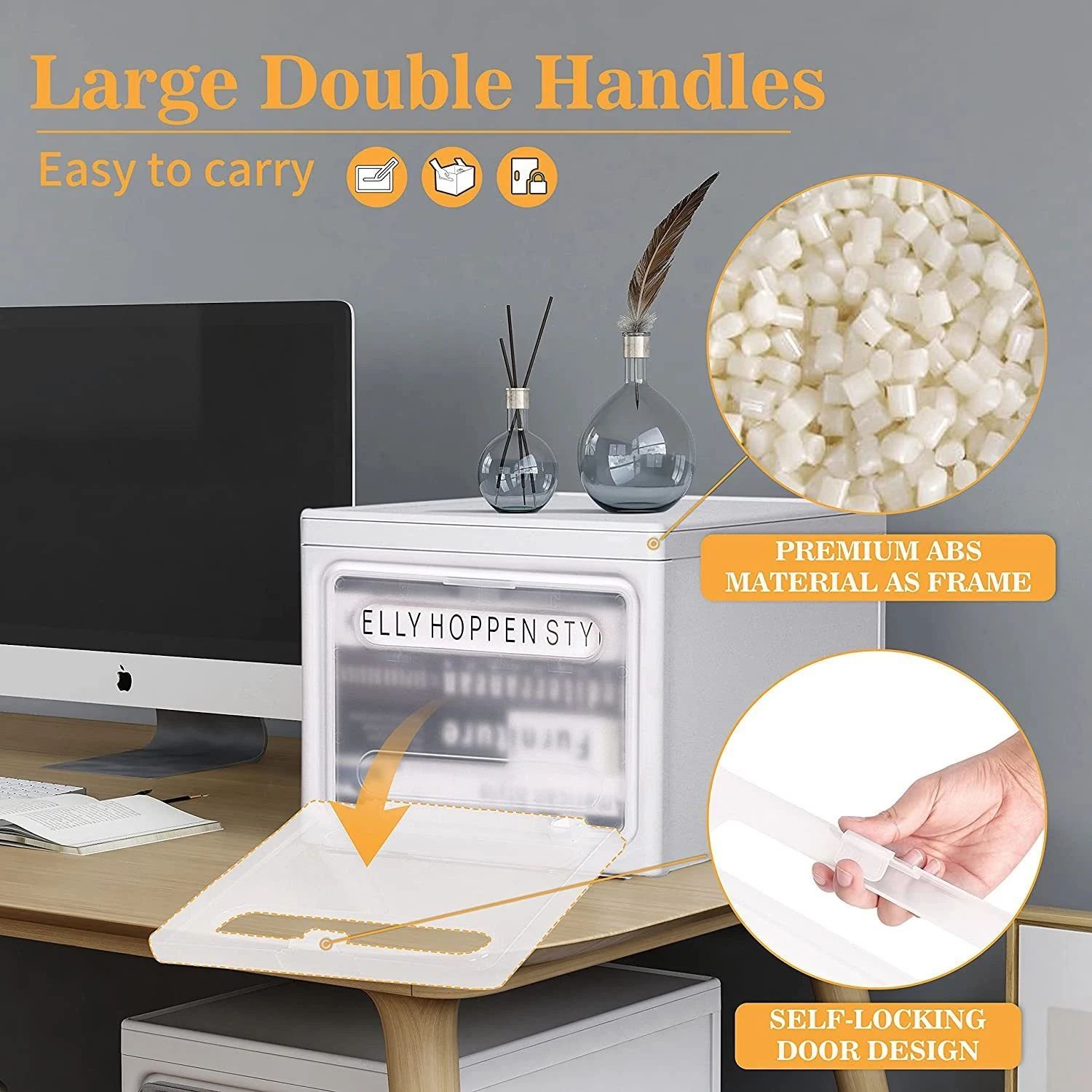 Sugift Plastic Storage Bins With Lids. Compact Stacking Large Plastic Organization. White. 4-Pack