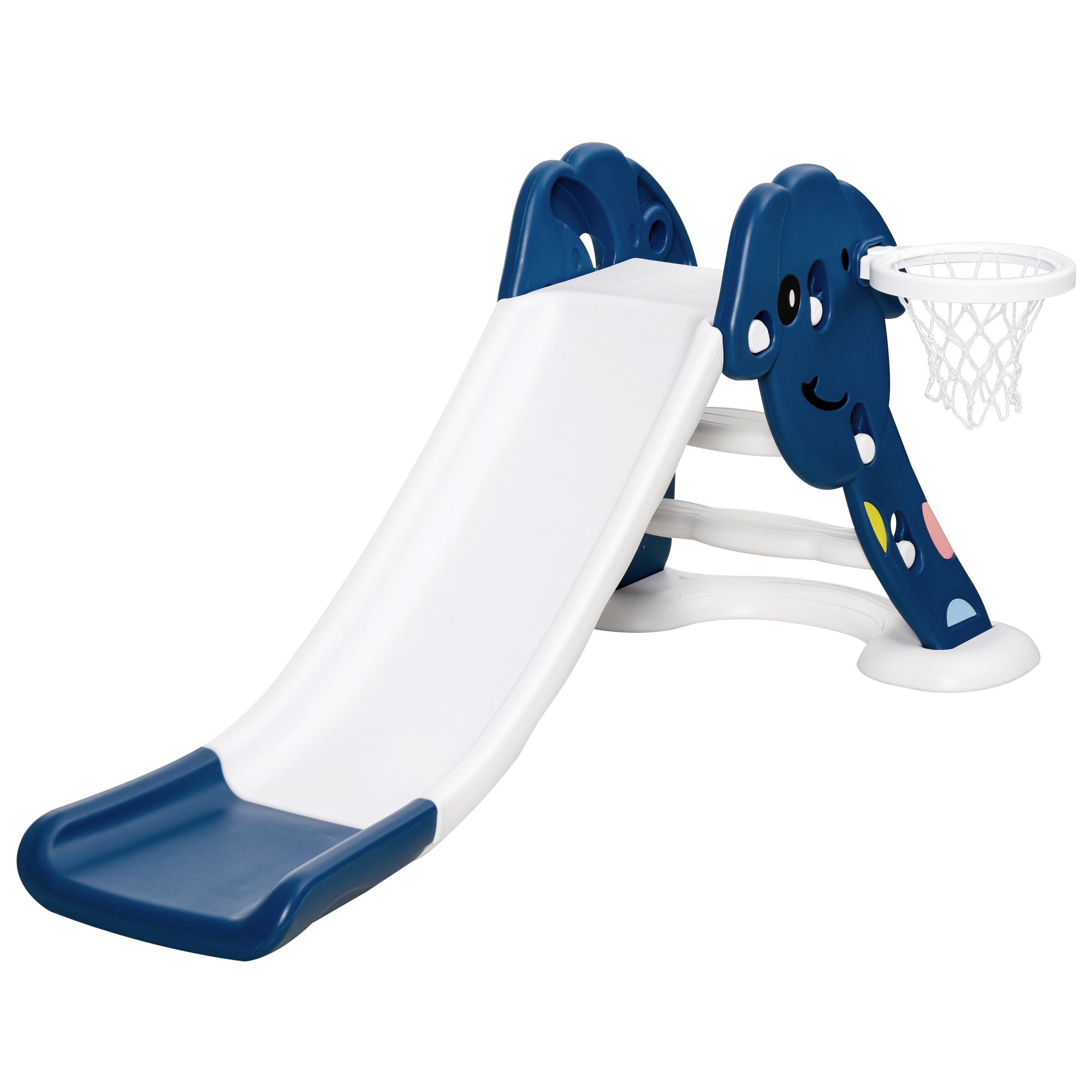 Qaba Kids Toy Slide with a Safety Triangle Design. Texturized Steps and Side Basketball Hoop