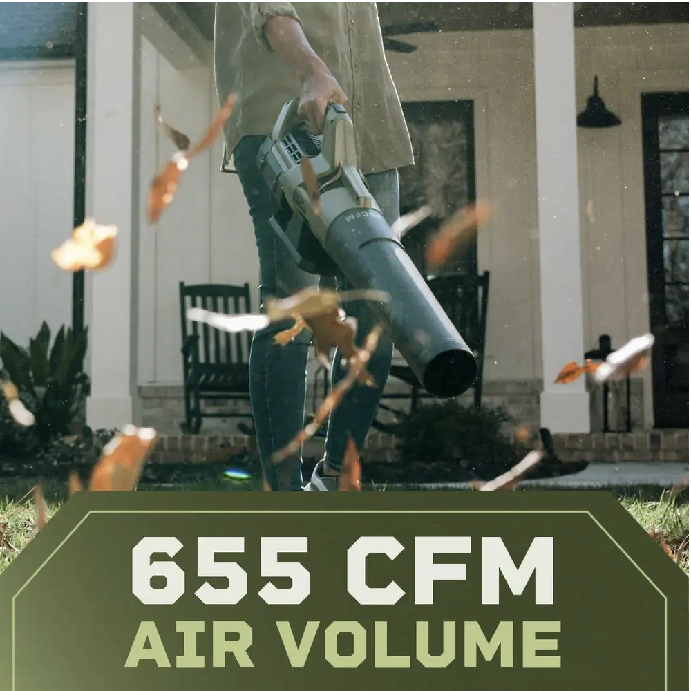 Green Machine 62V Cordless Axial Blower Variable Speed Brushless Motor. 123 MPH Max Air Speed
