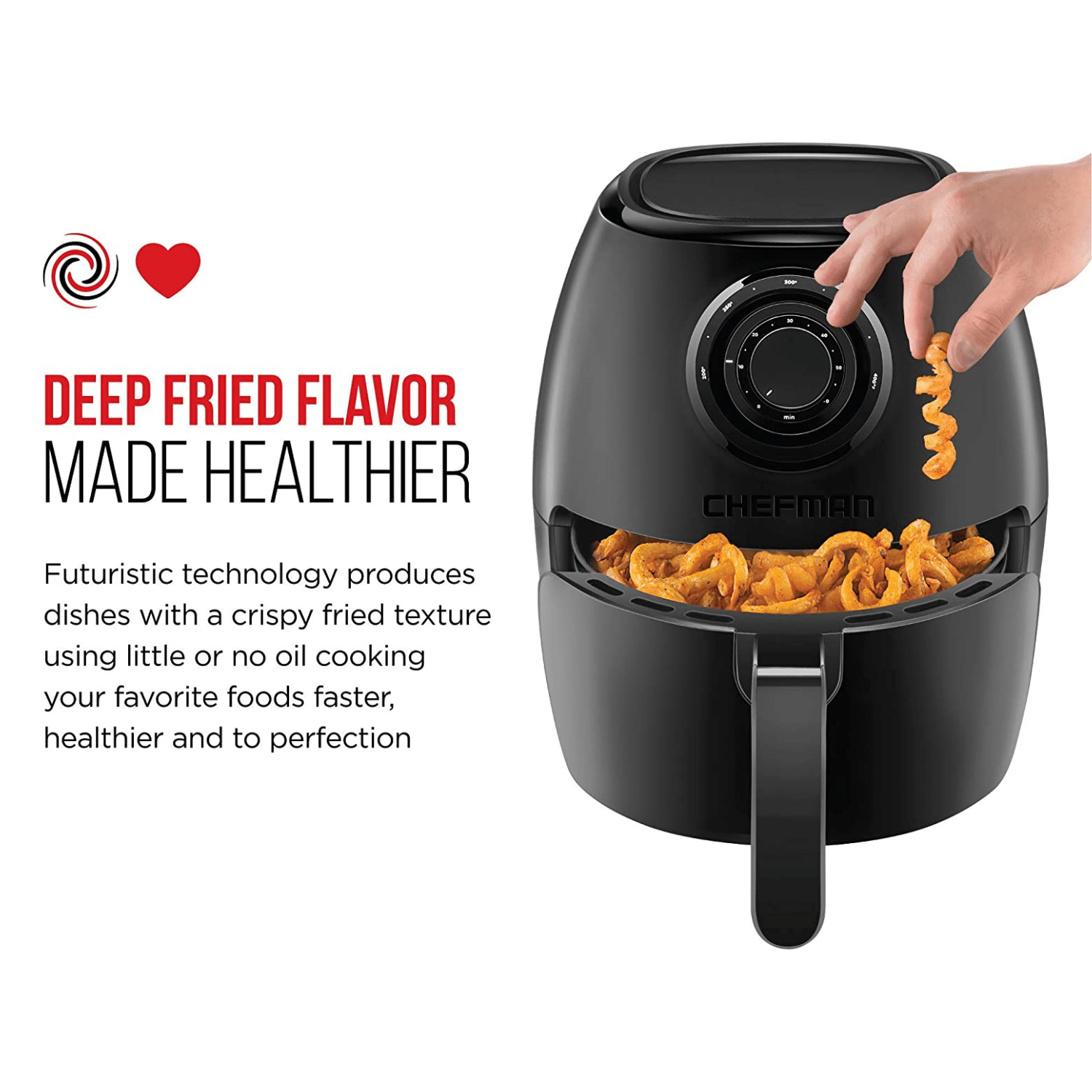 Chefman TurboFry 3.6Quart Air Fryer Oven. Matte Black