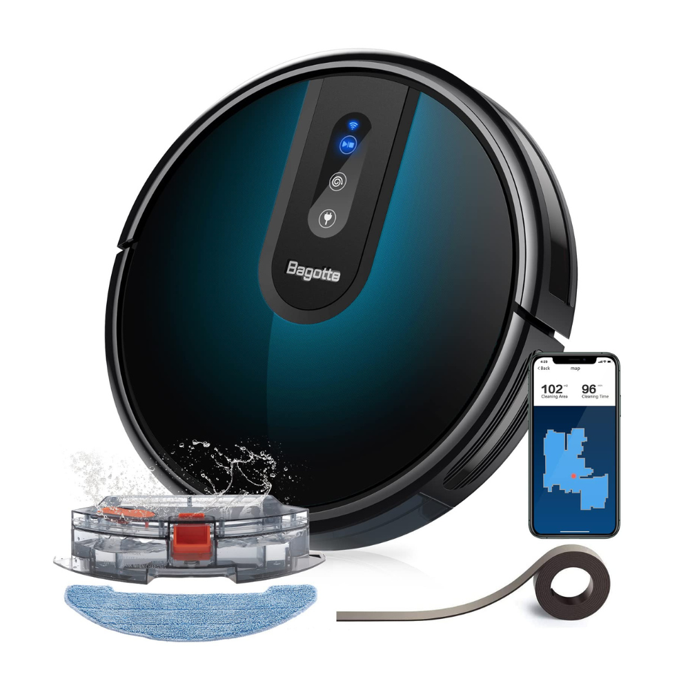 Bagotte Robot Vacuum and Mop. Bagotte BG750 4-In-1 Robot Vacuum Cleaner. 2000Pa Strong Suction Robot Mop