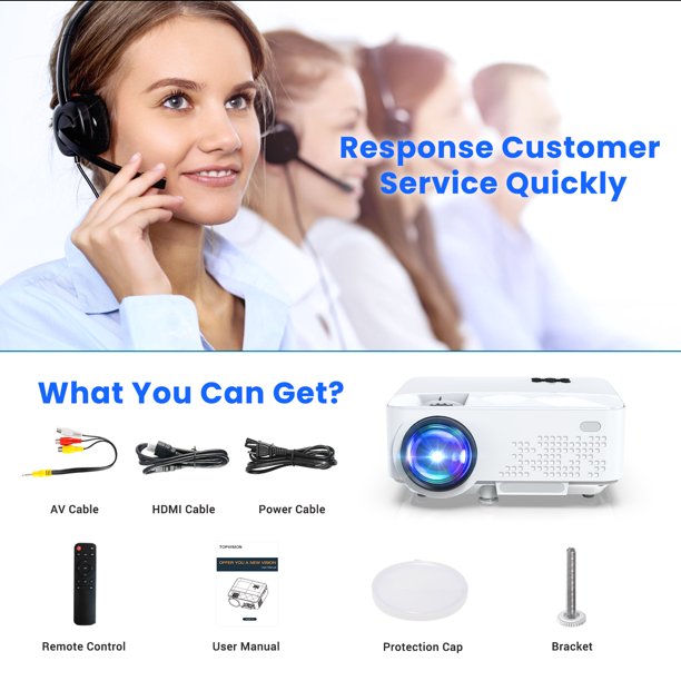 Topvision Mini WiFi Projector. 1080P Supported Portable Movie Projector. Home Theater Projector