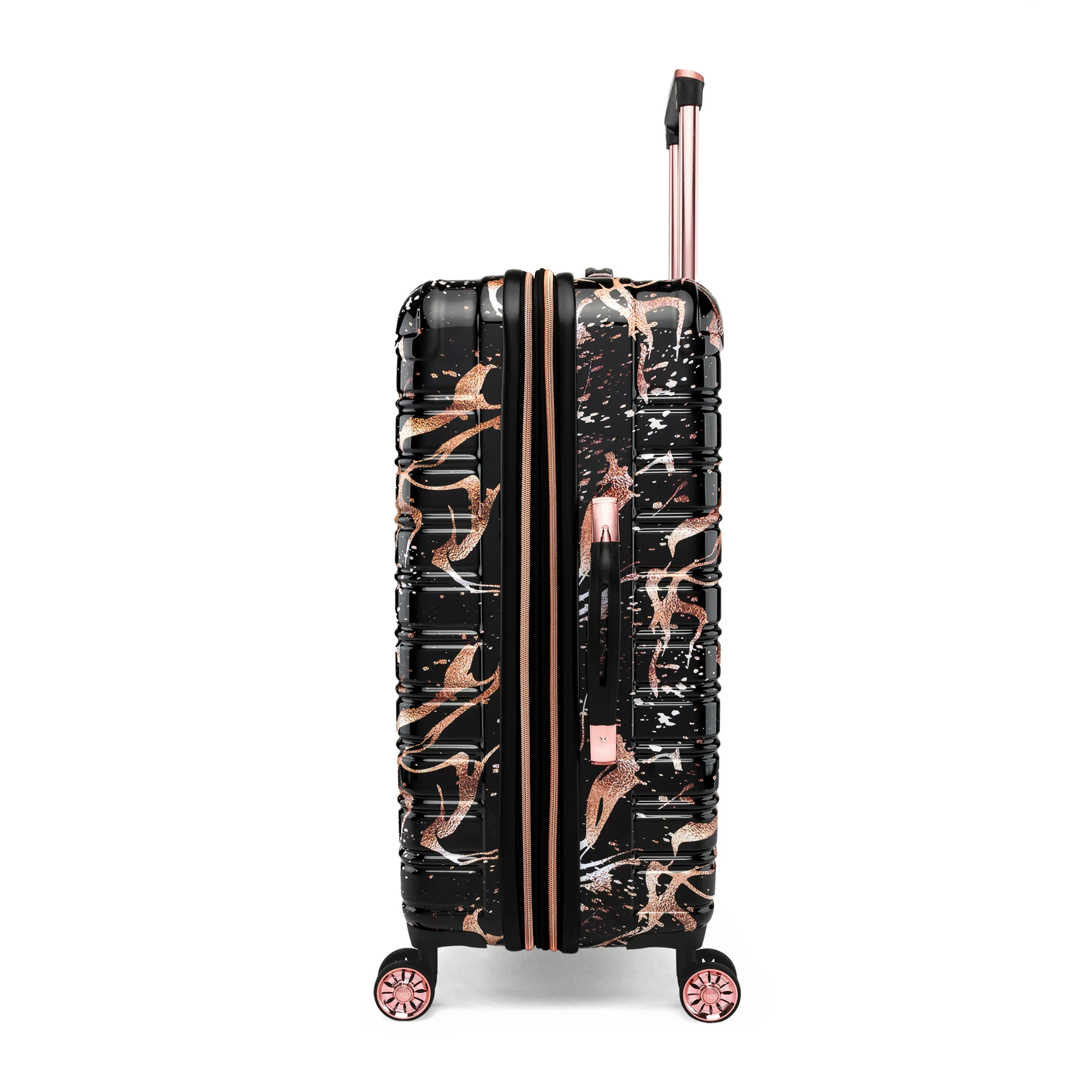 iFly Fibertech Black/Rose Gold Marble Hardside Luggage 20 Inch Carry-on
