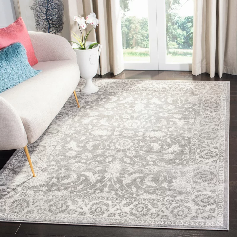 Bungalow Rose Llana Machine Woven / Power Loomed Cream/Gray Rug
