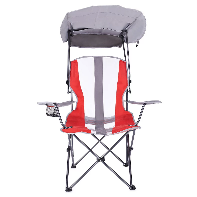 Kelsyus Premium Foldable Outdoor Lawn Camping Chair with Cup Holder and Canopy. Red