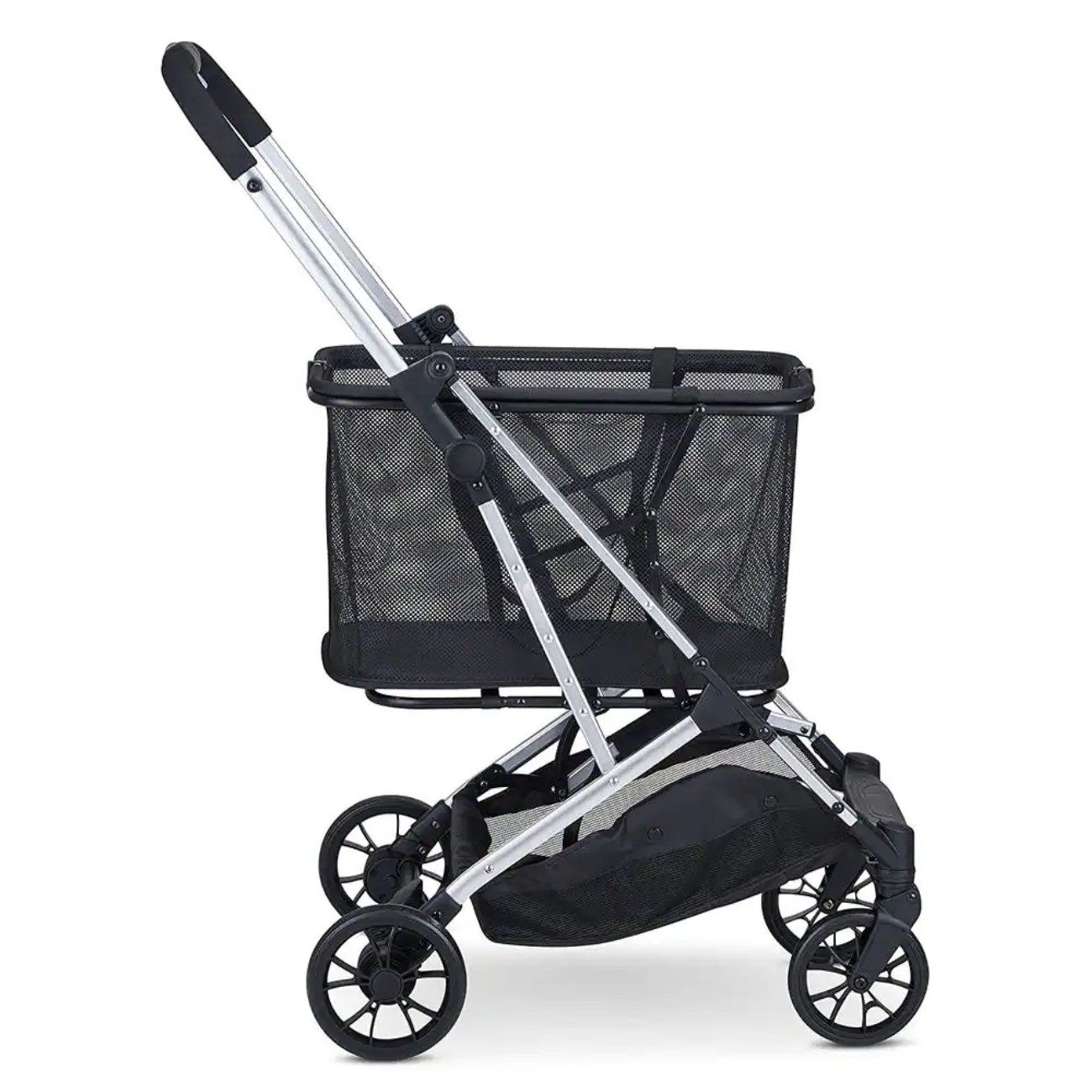Joovy Boot Personal Compact Multi-Purpose Aluminum Frame Shopping Cart in Silver
