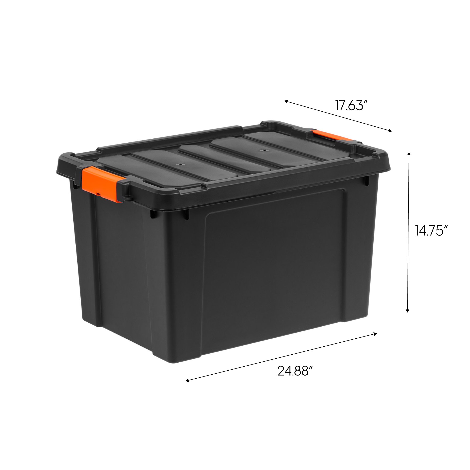 Iris USA 19 Gallon Heavy Duty Plastic Storage Box. Black. Set of 4