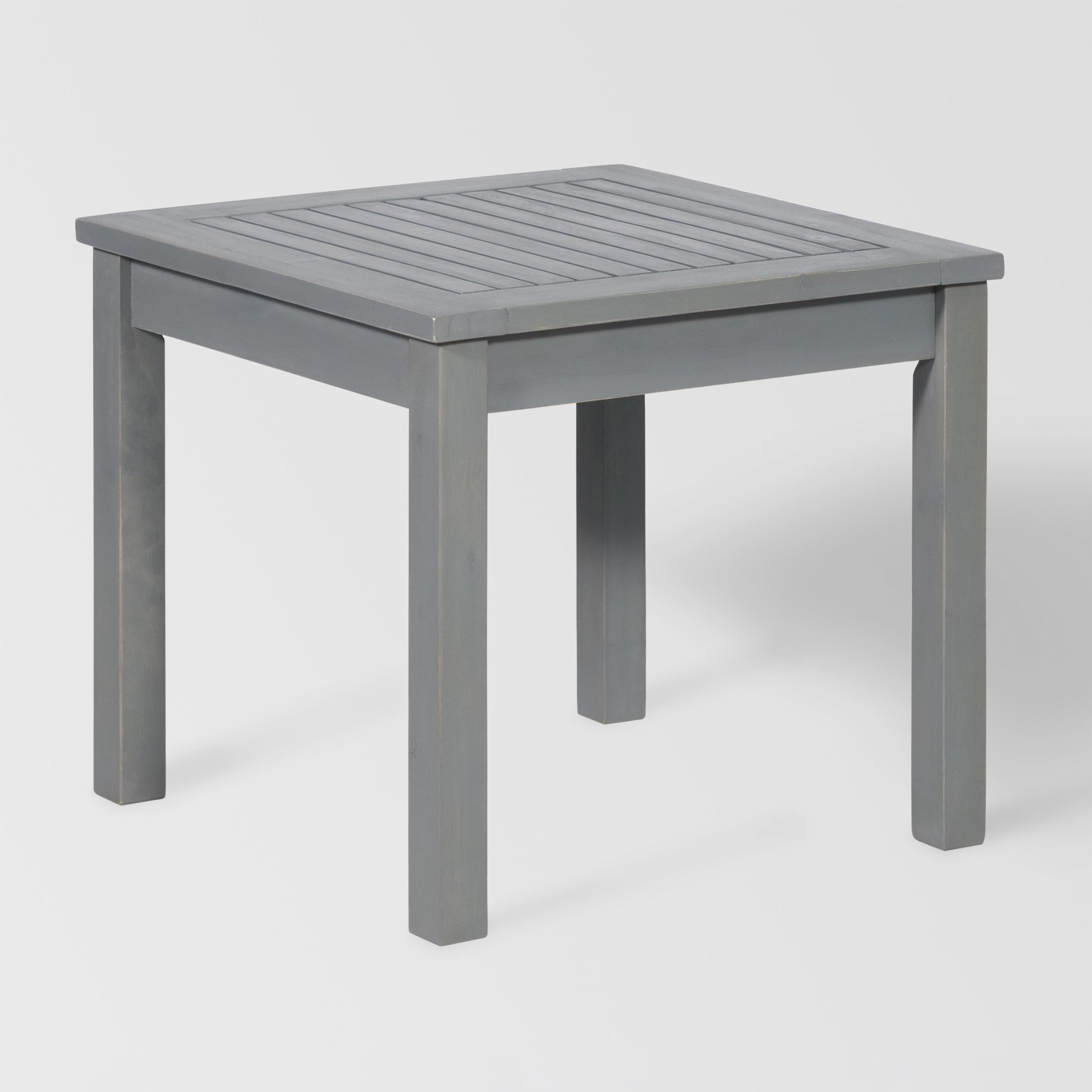 Manor Park Acacia Wood Outdoor Patio End Table. Grey Wash