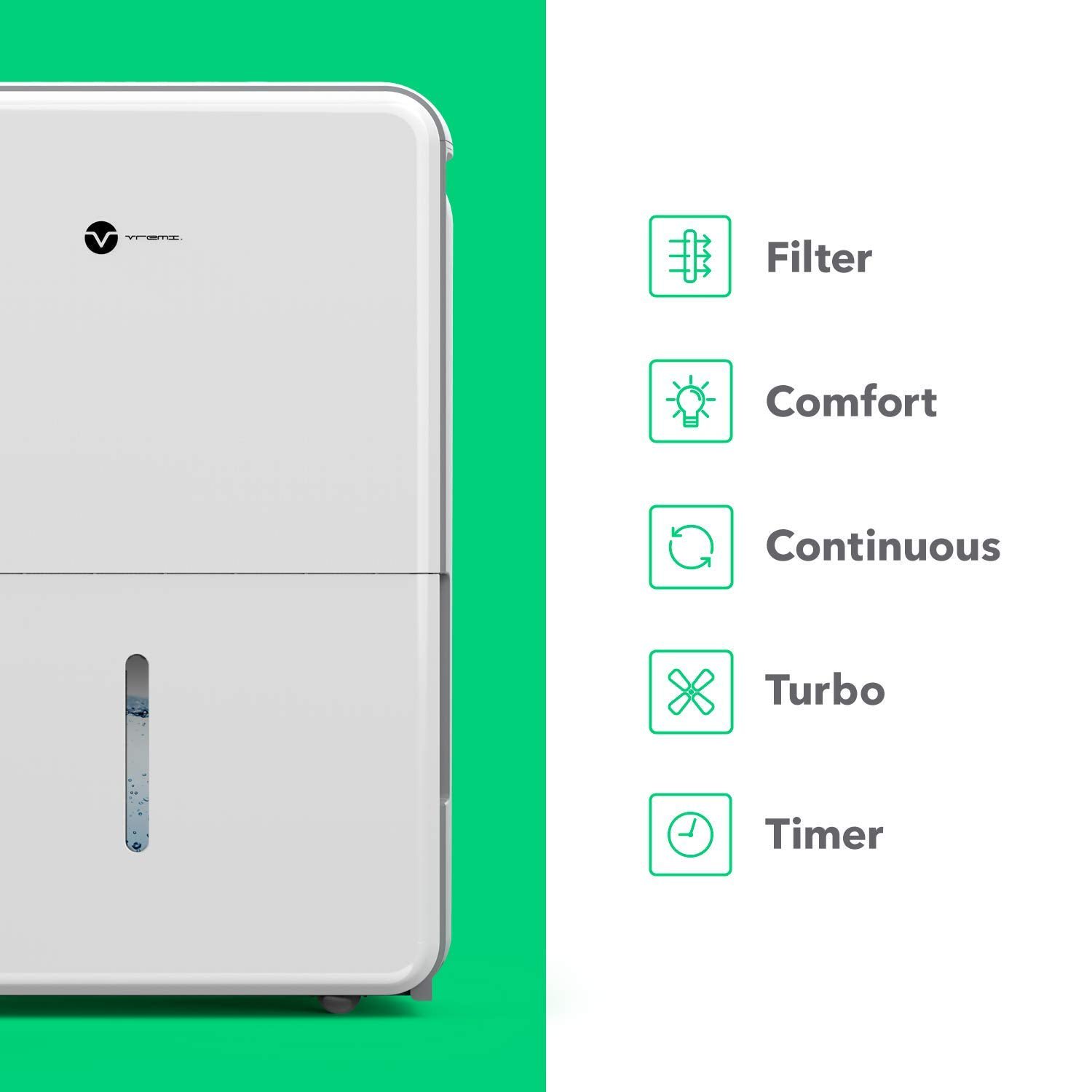 Vremi 22 Pint 1.500 Sq. Ft. Dehumidifier Energy Star Rated for Medium Spaces and Basements