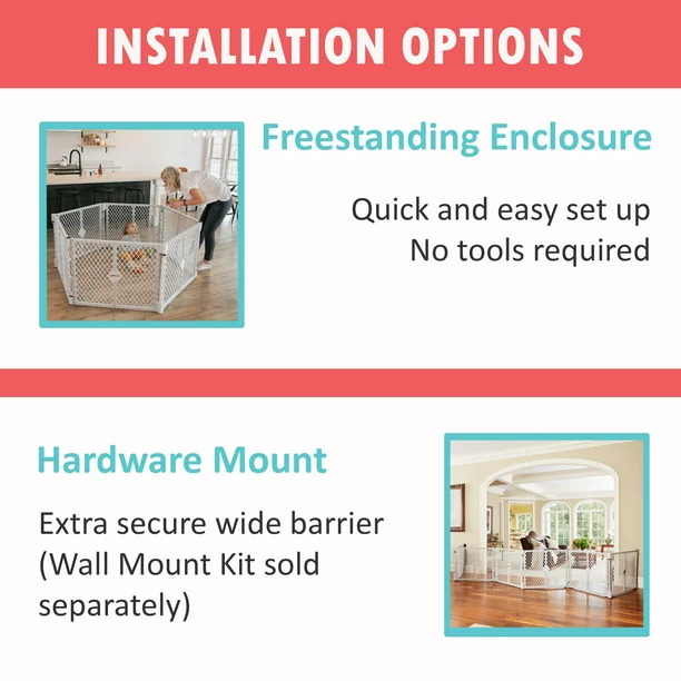 Toddleroo by North States Superyard Explorer 6 Panel Plastic Play Yard. Indoor Outdoor. Gray