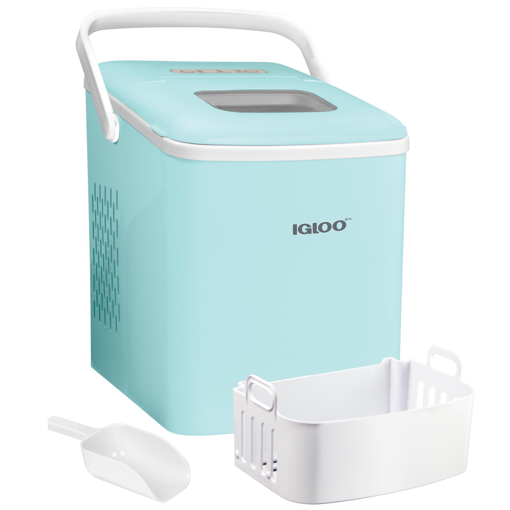 Igloo 26-Pound Automatic Self-Cleaning Portable Countertop Ice Maker Machine with Handle. Aqua