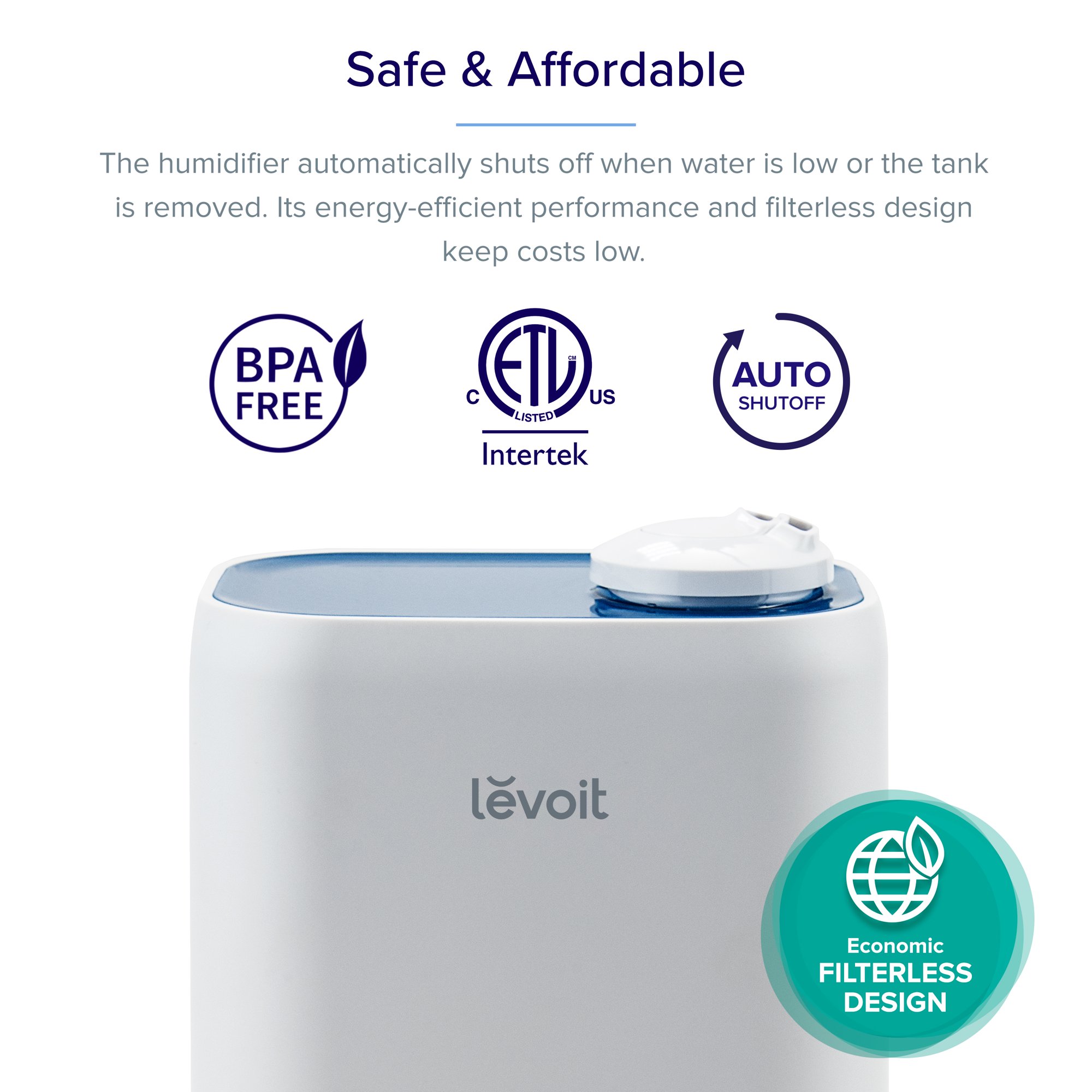 Levoit Smart Ultrasonic Humidifier Classic 200S-RBL for Room. 4L for Bedroom. Cool Mist Vaporizer