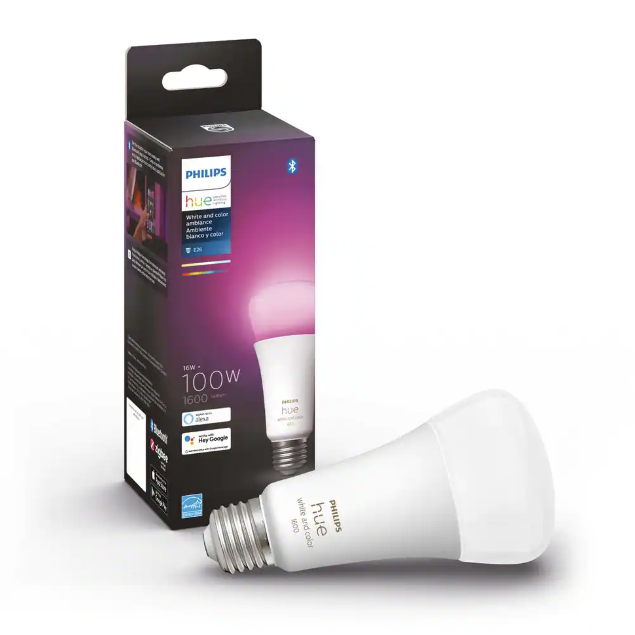 Philips Hue White and Color Ambiance A21 100W Equivalent Dimmable LED Smart Light Bulb (2 Pack)