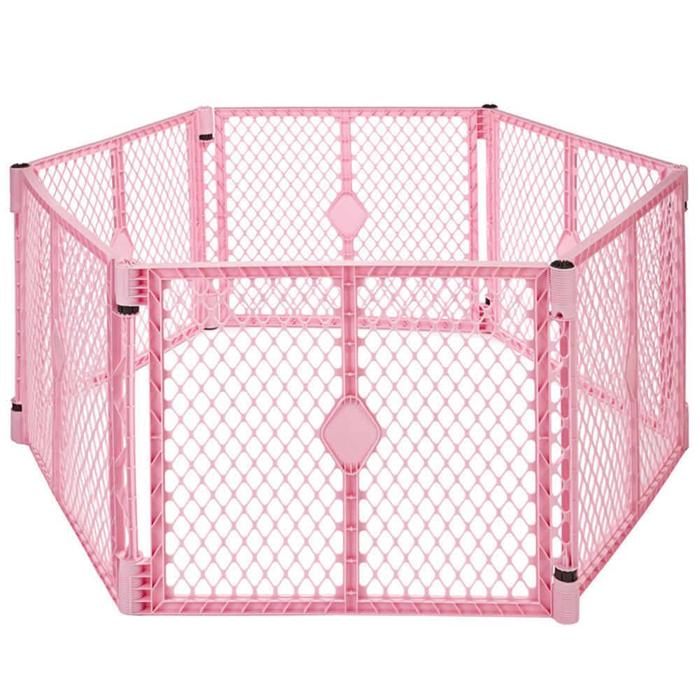 Toddleroo by North States Superyard Classic 6-Panel Pink Play Yard. Portable Indoor - Outdoor