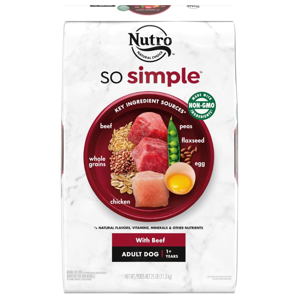 Nutro SO SIMPLE Adult Beef & Rice Recipe Natural Dry Dog Food.  25-lb Bag