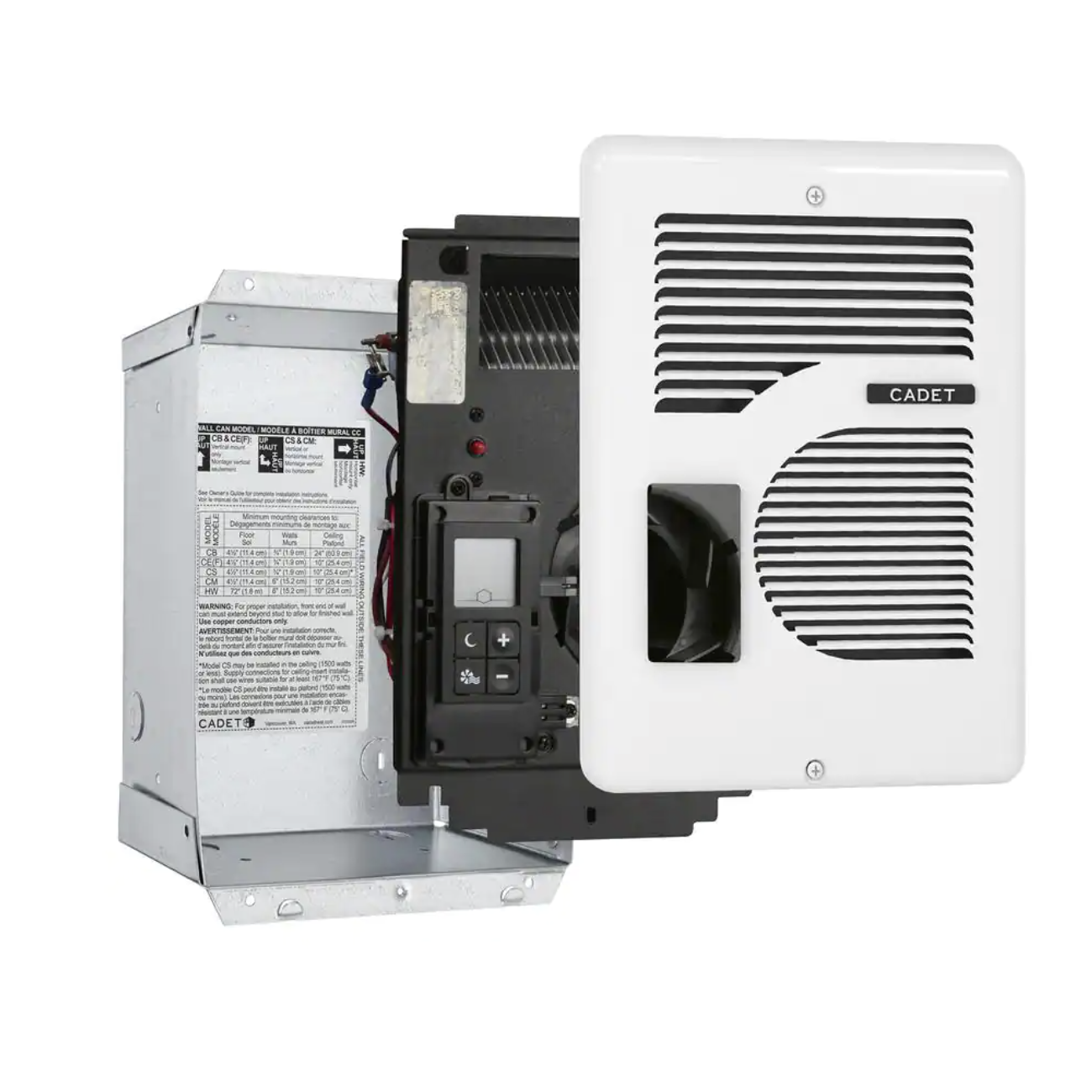 Cadet 240/208/120-volt 1.600/1.500/1.000-watt Energy Plus In-wall Fan-forced Electric Heater. White