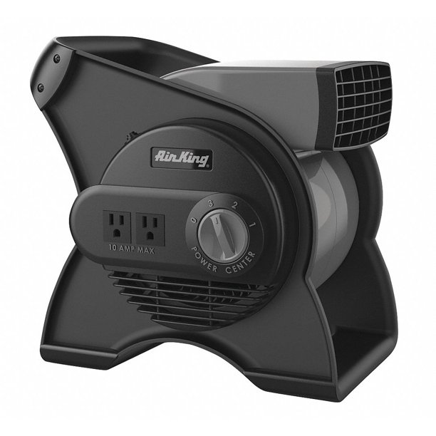 Lasko Air King 3-Speed Commercial Grade Pivoting Utility Blower With Outlets. 9550 Black/Gray
