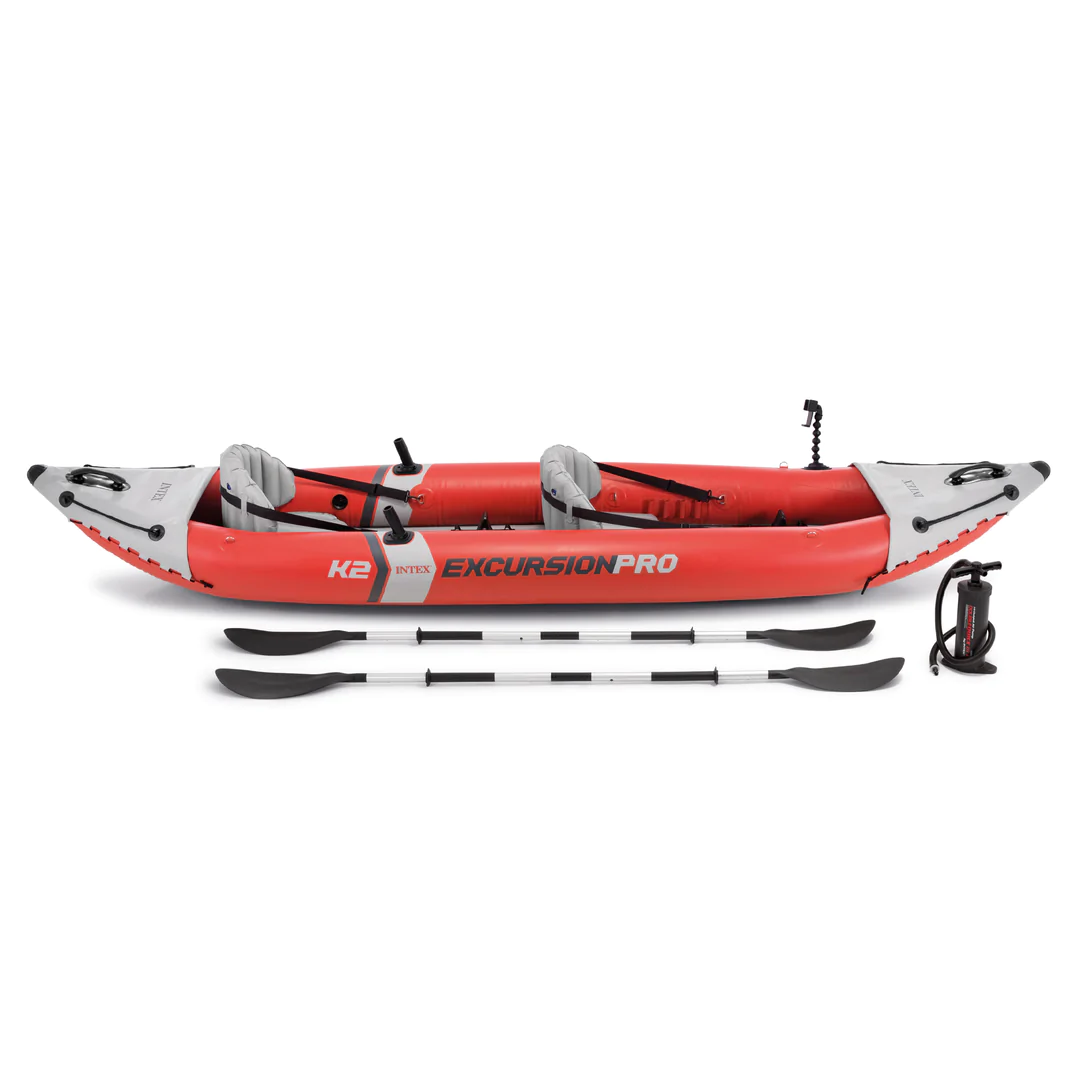 Intex Excursion Pro Inflatable 2 Person Vinyl Kayak With 2 Oars And Pump. Red