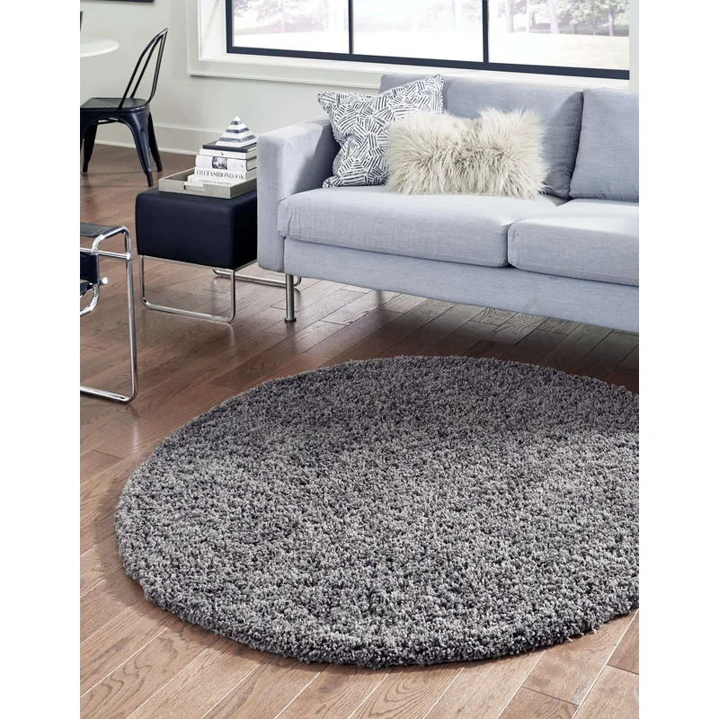 Andover Mills Marne Machine Woven/Power Loomed Performance Graphite Gray Rug. Round 12-4″