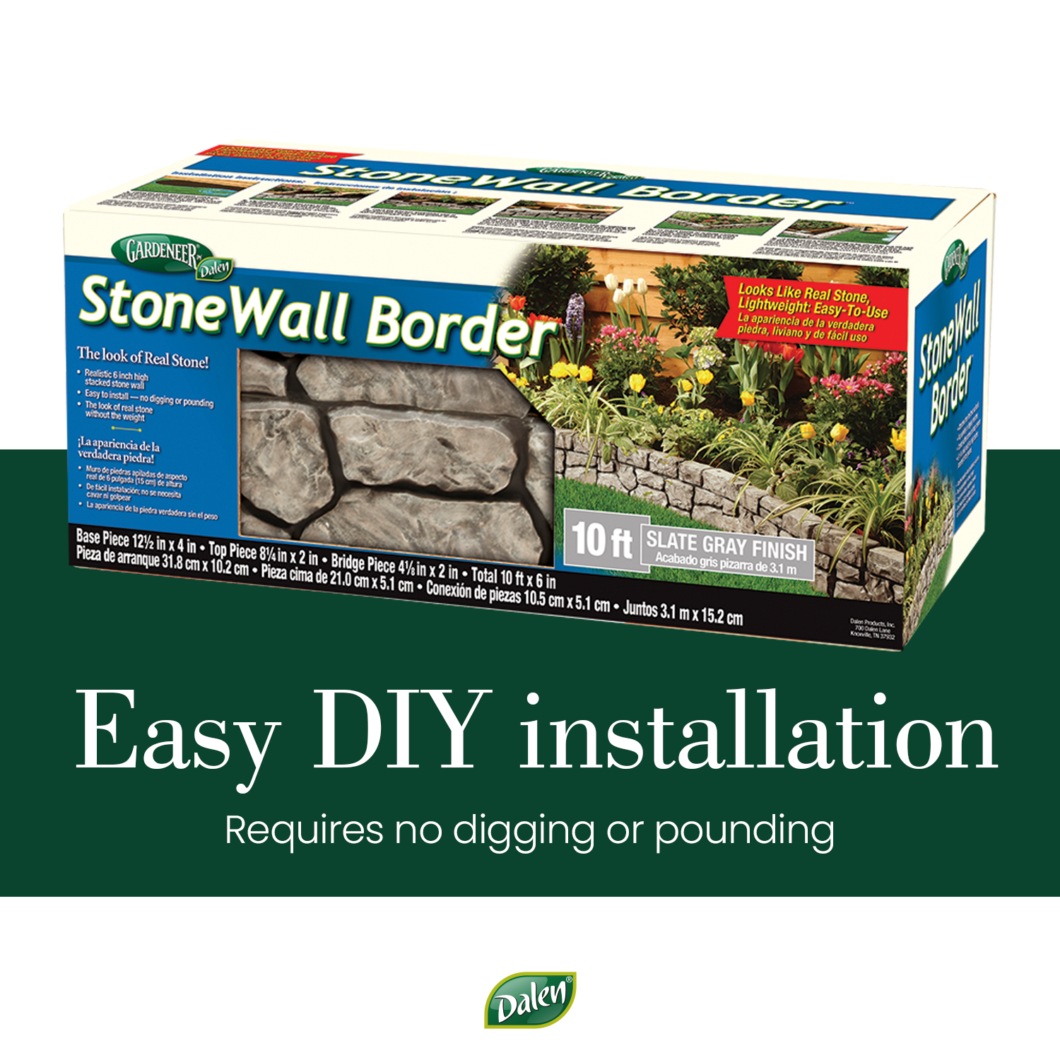 Dalen 6″ x 120″ Slate Gray Plastic Garden Border Edging