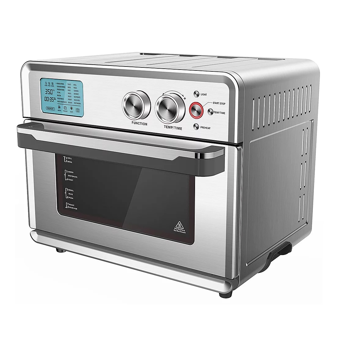 Emerald 26-Quart Silver 1800W Digital Air Fryer. Countertop Oven with 3 Tray Accessories & Large Visible Window