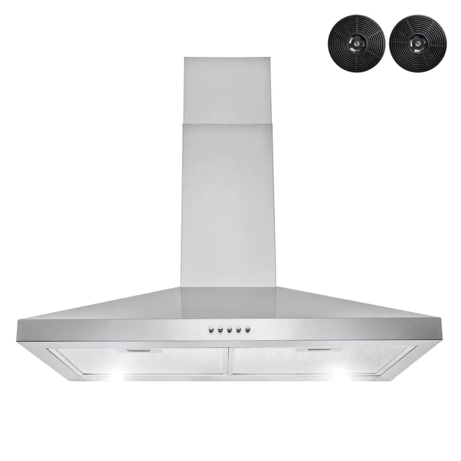 Golden Vantage RH0472 30 in. 217CFM Convertible Kitchen Wall Mount Range Hood in Stainless Steel with Push Control. LEDs & Carbon Filters