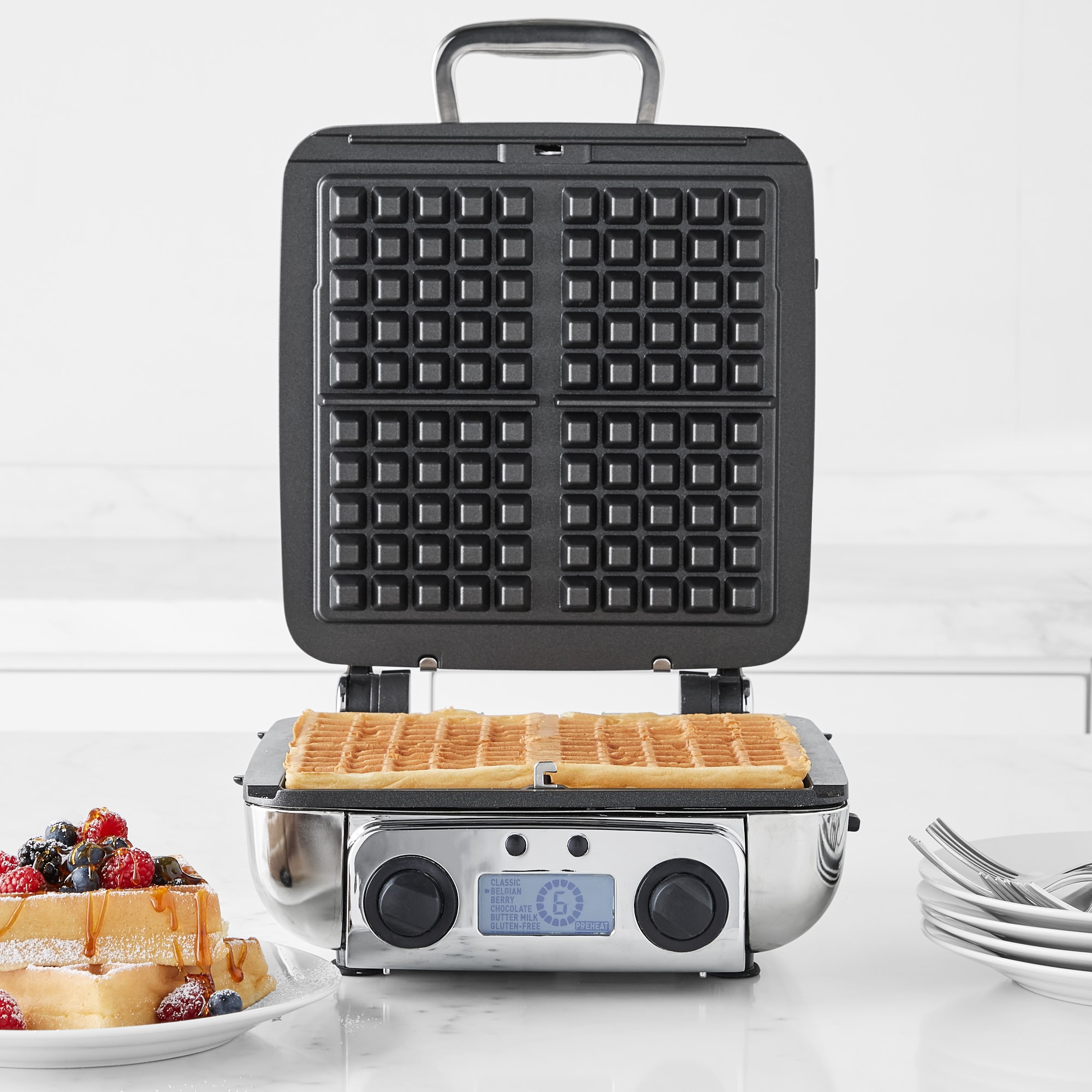 All-Clad 4-Square Digital Gourmet Waffle Maker with Removable Plates. Digital