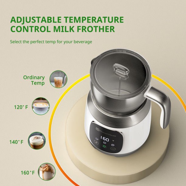 Maestri House Detachable Milk Frother With Smart Touch Control. Variable Temp And Froth Thickness - Moonlight White