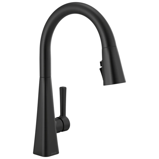 Delta Lenta Matte Black Single Handle Pull-down Kitchen Faucet With Sprayer Function (Deck Plate Included)
