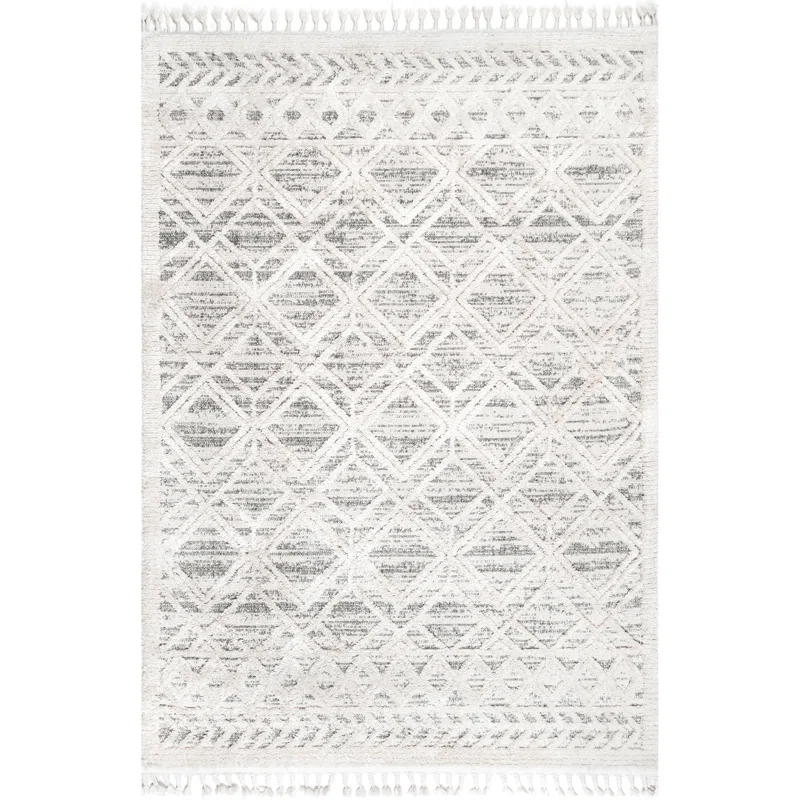 Union Rustic Standridge Moroccan Lattice Power Loom Performance Beige Rug. Rectangle 9′ x 12′