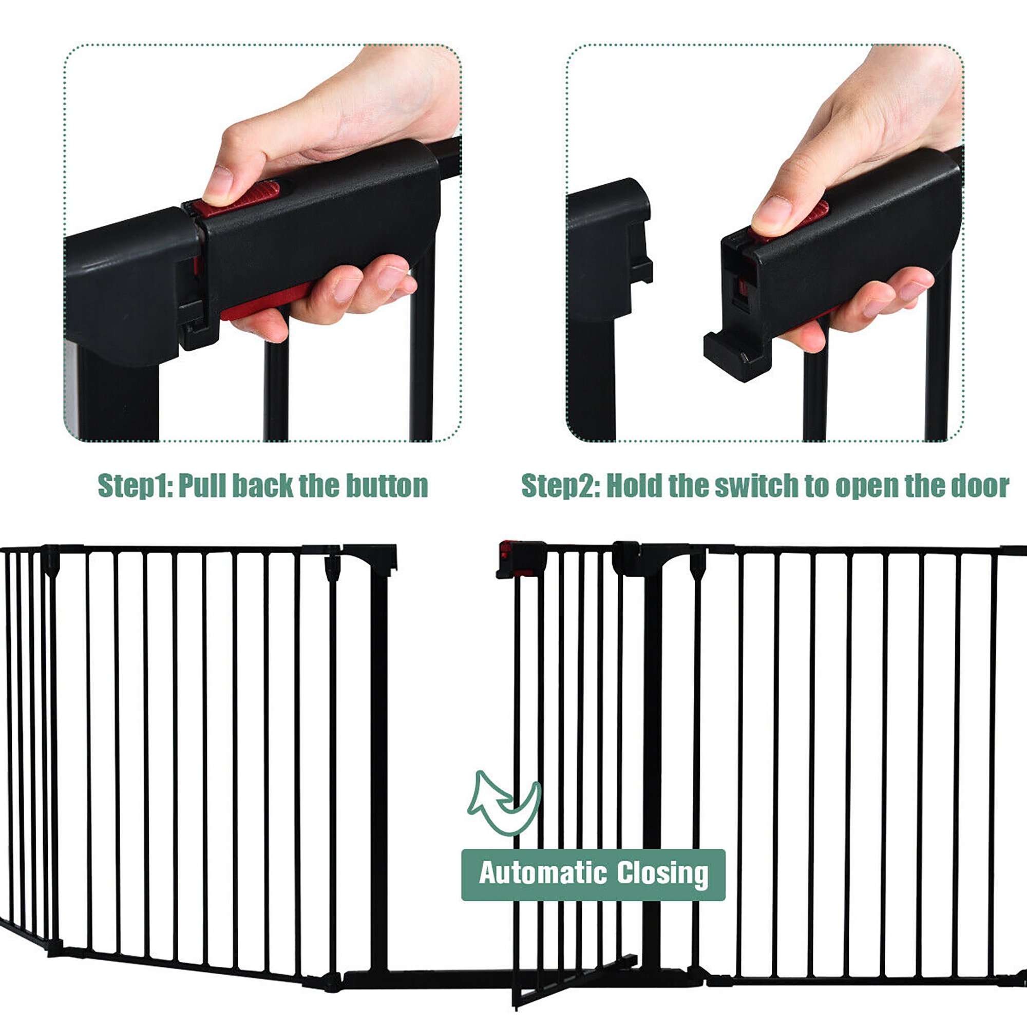 Costway Fireplace Fence Safety Fence Hearth Gate. BBQ Metal Fire Gate Pet. Black