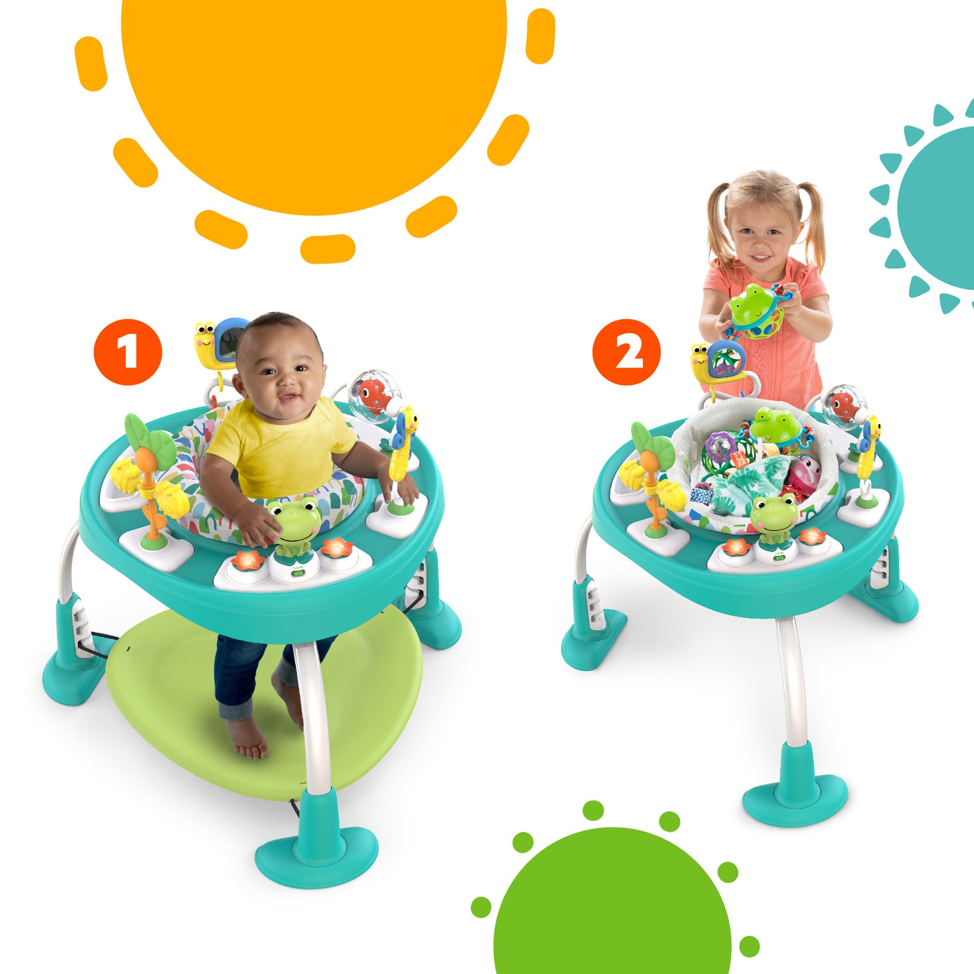 Bright Starts Bounce Bounce Baby 2-in-1 Activity Center Jumper & Table - Playful Pond (Green). 6 Months+. Playful Pond
