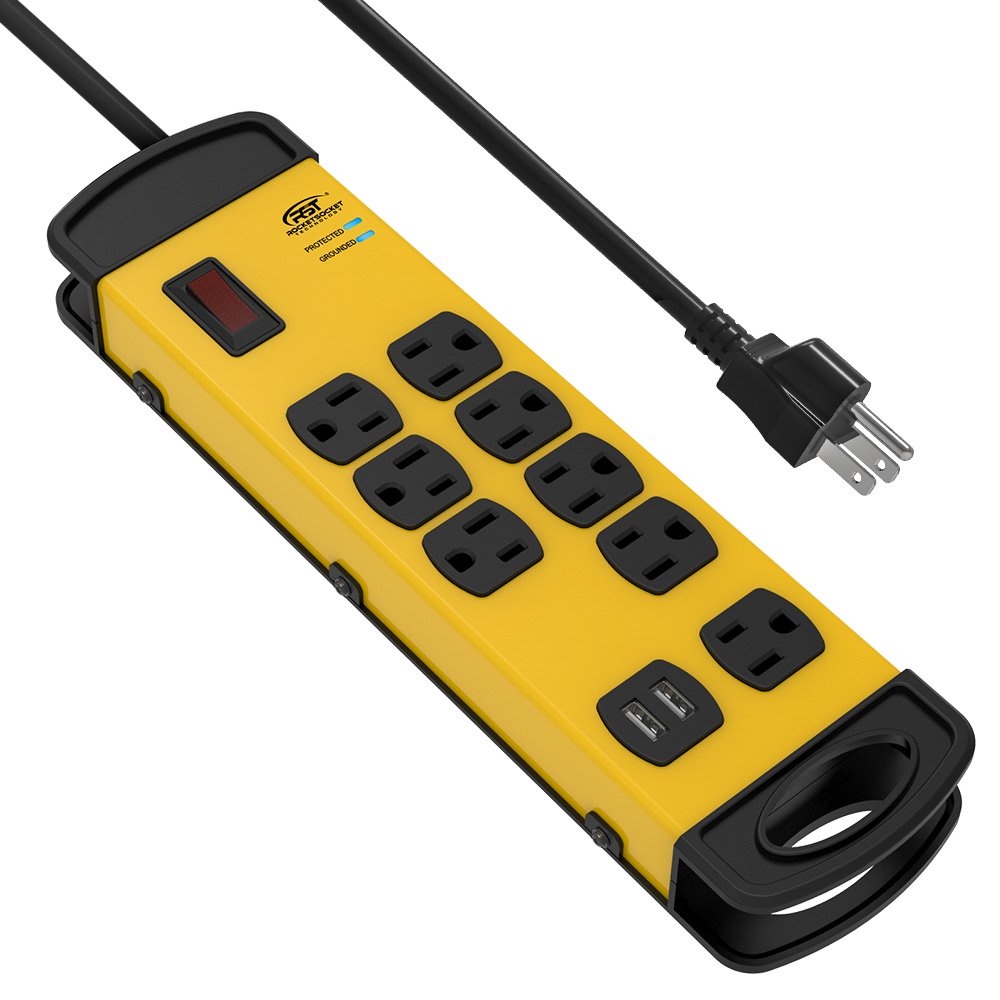 CRST 8 Outlets Surge Protector Heavy Duty Power Strip with Dual USB Ports. 1800 Joule Surge Suppressor