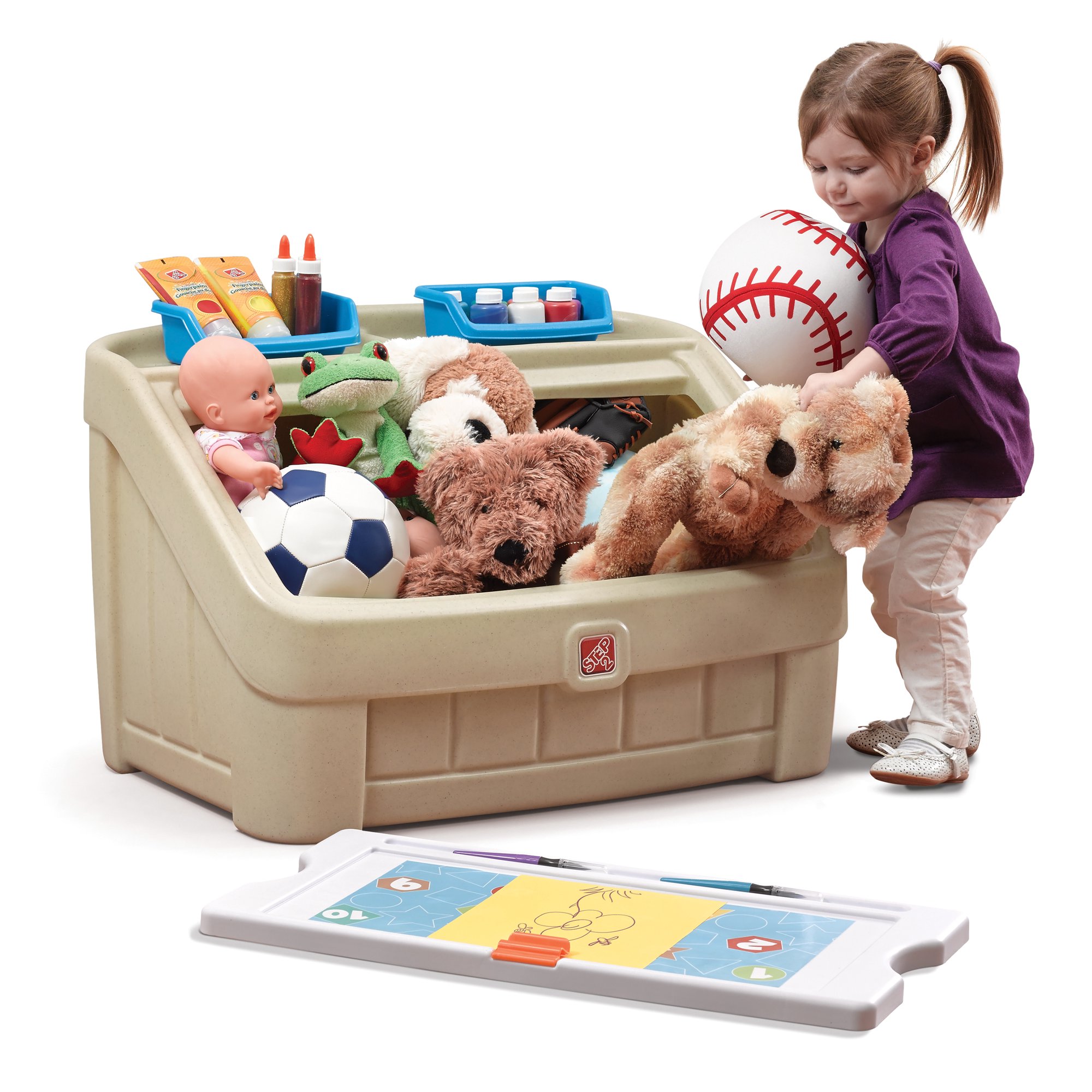 Step2 2-in-1 Kids Toy Box and Art Lid. Tan