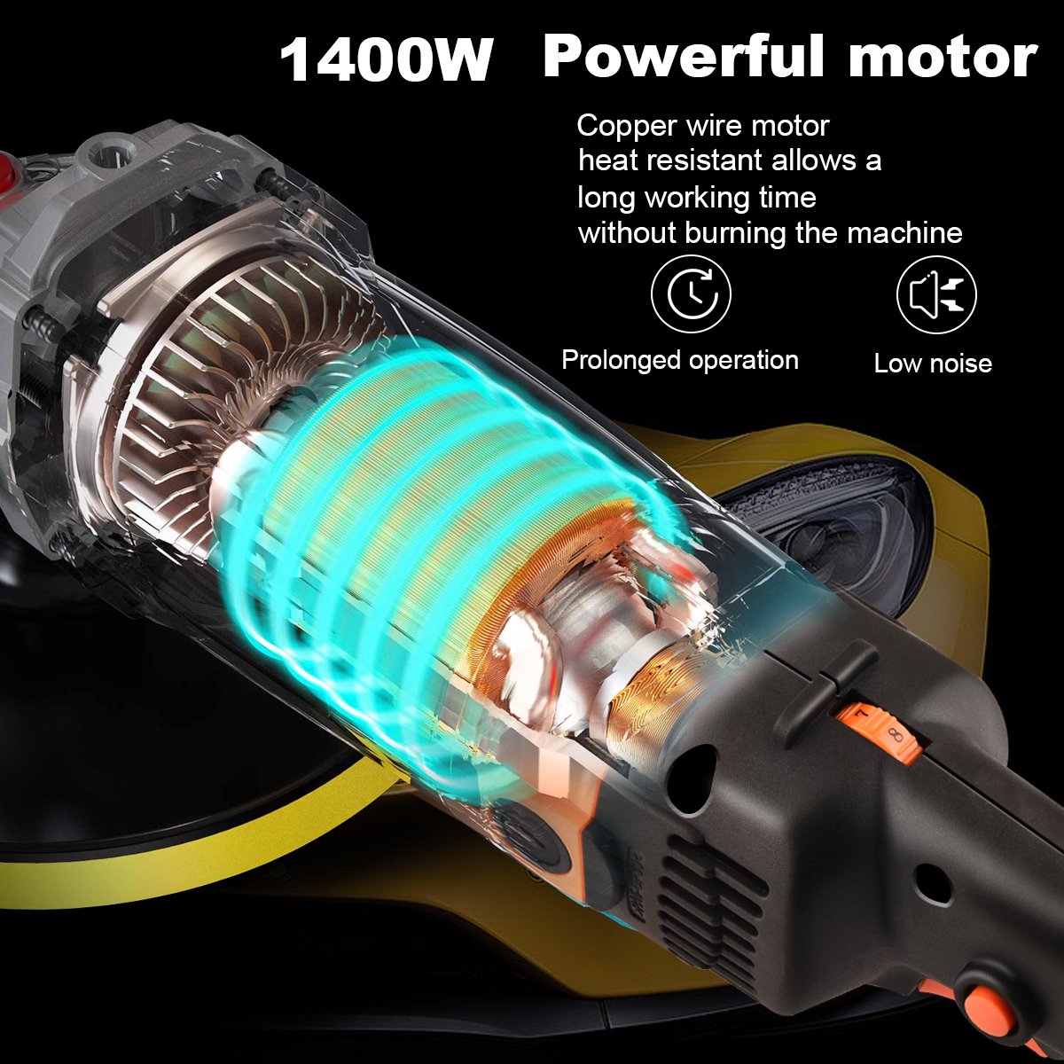 Goxawee 1400W 6-inch Dual Action Buffer Polisher. with Variable Speed 600-3600RPM