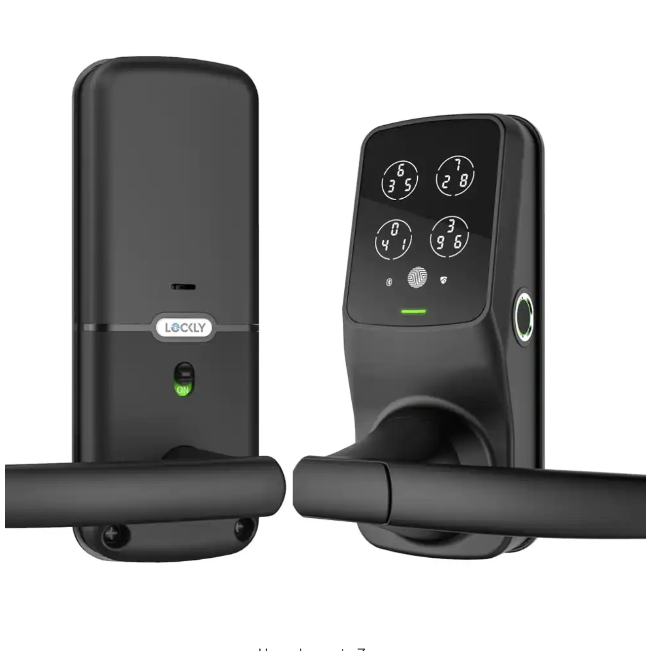 Lockly Secure Plus Matte Black Single-Cylinder Smart Lock Latch with Keypad. Bluetooth and Fingerprint