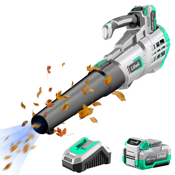 Litheli 20V Cordless Leaf Blower 350CFM 2-Speed Turbine Electric Blowing Leaf